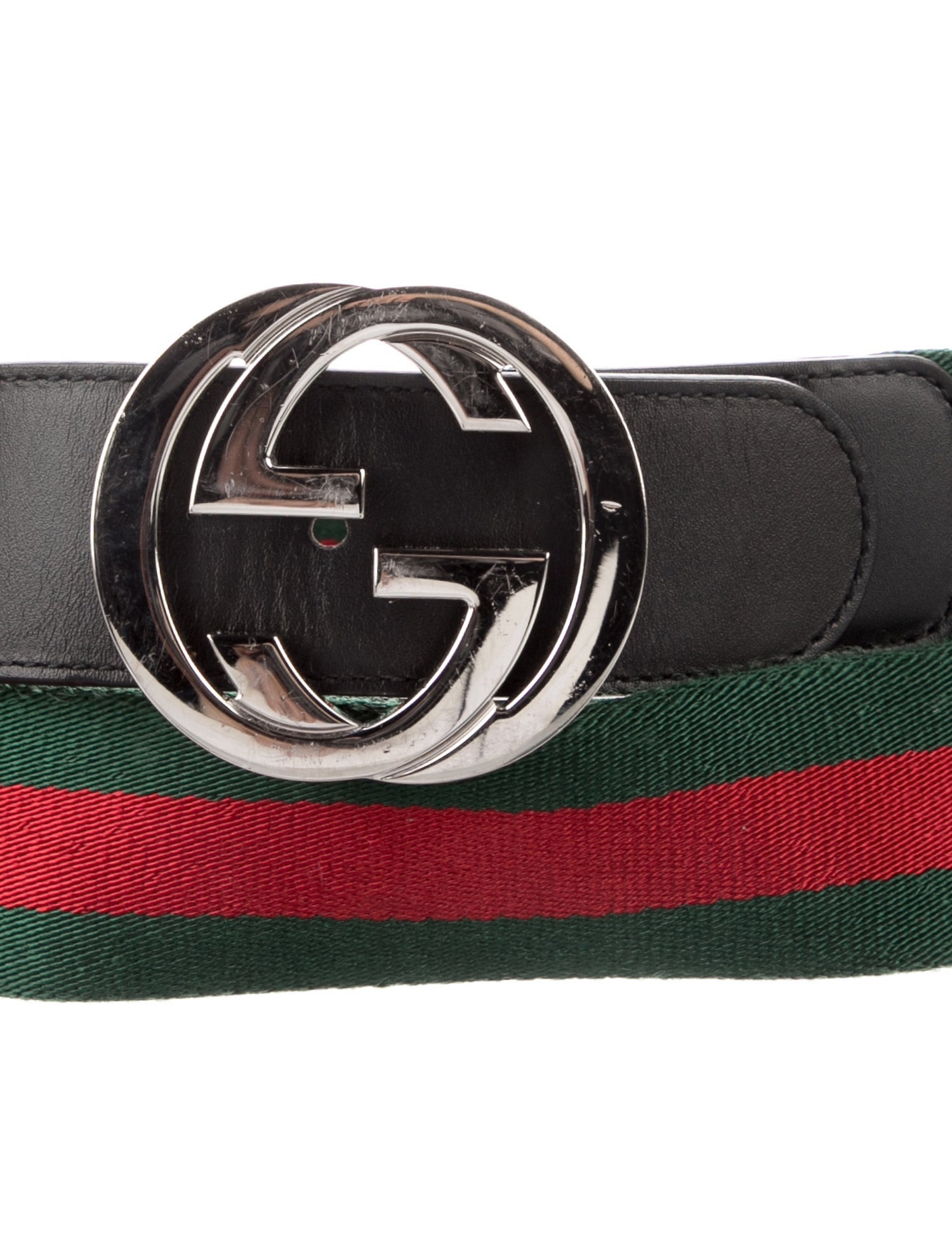 Gucci Web Accent Leather Trim Embellishment Belt