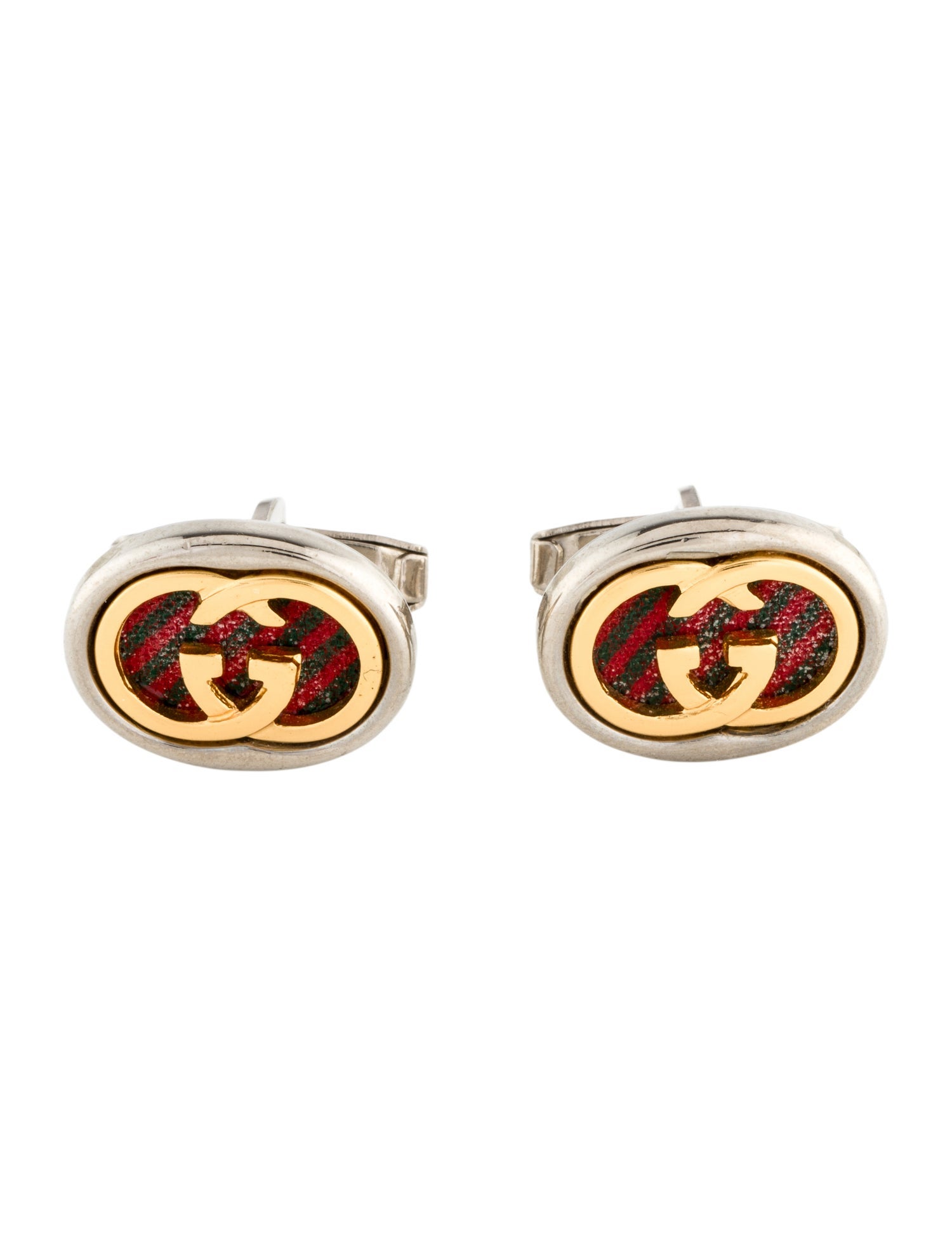 Gucci Vintage Fabric Interlocking G Cufflinks