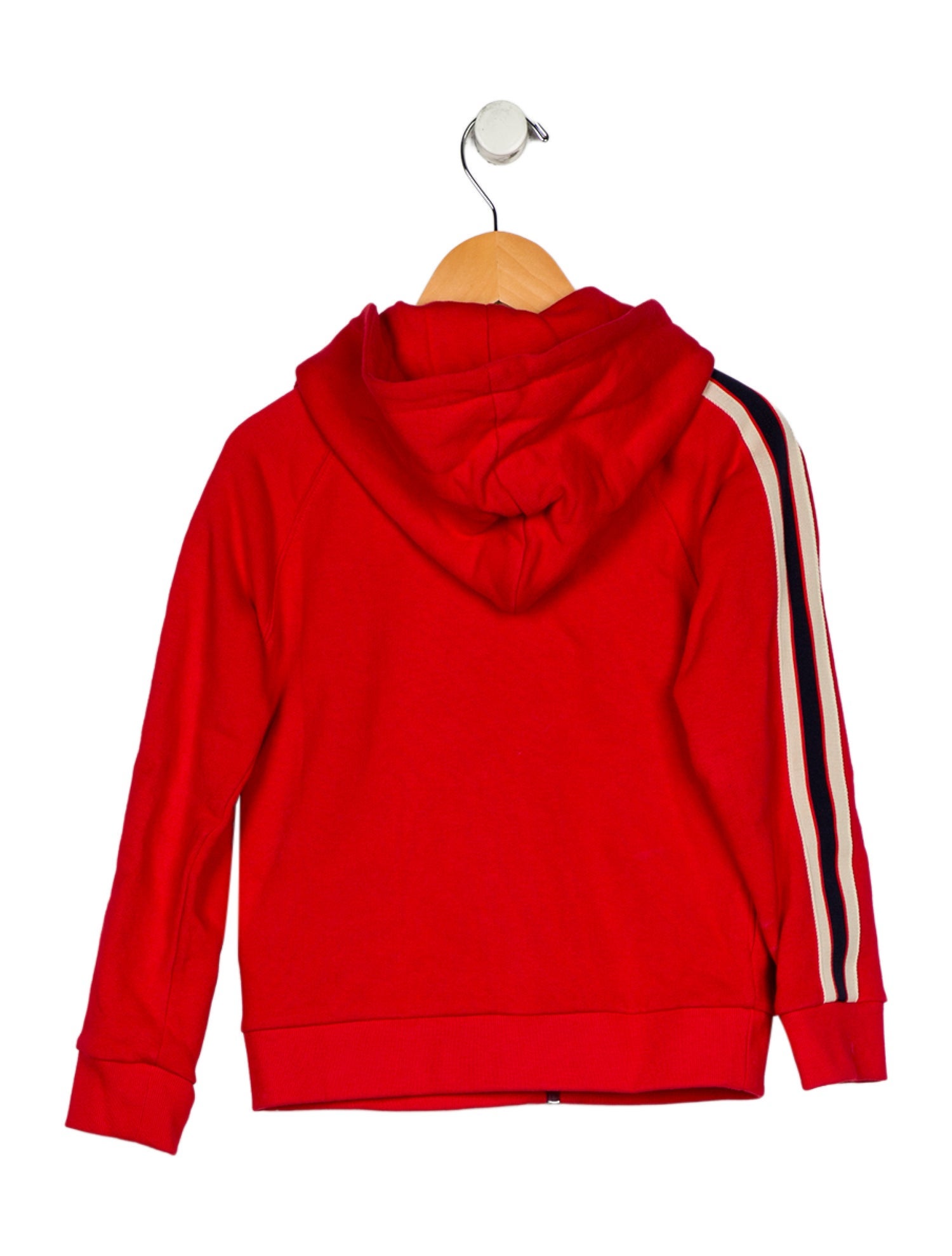 Gucci Cotton Red and multicolor patterned casual jacket with hood and zip closure