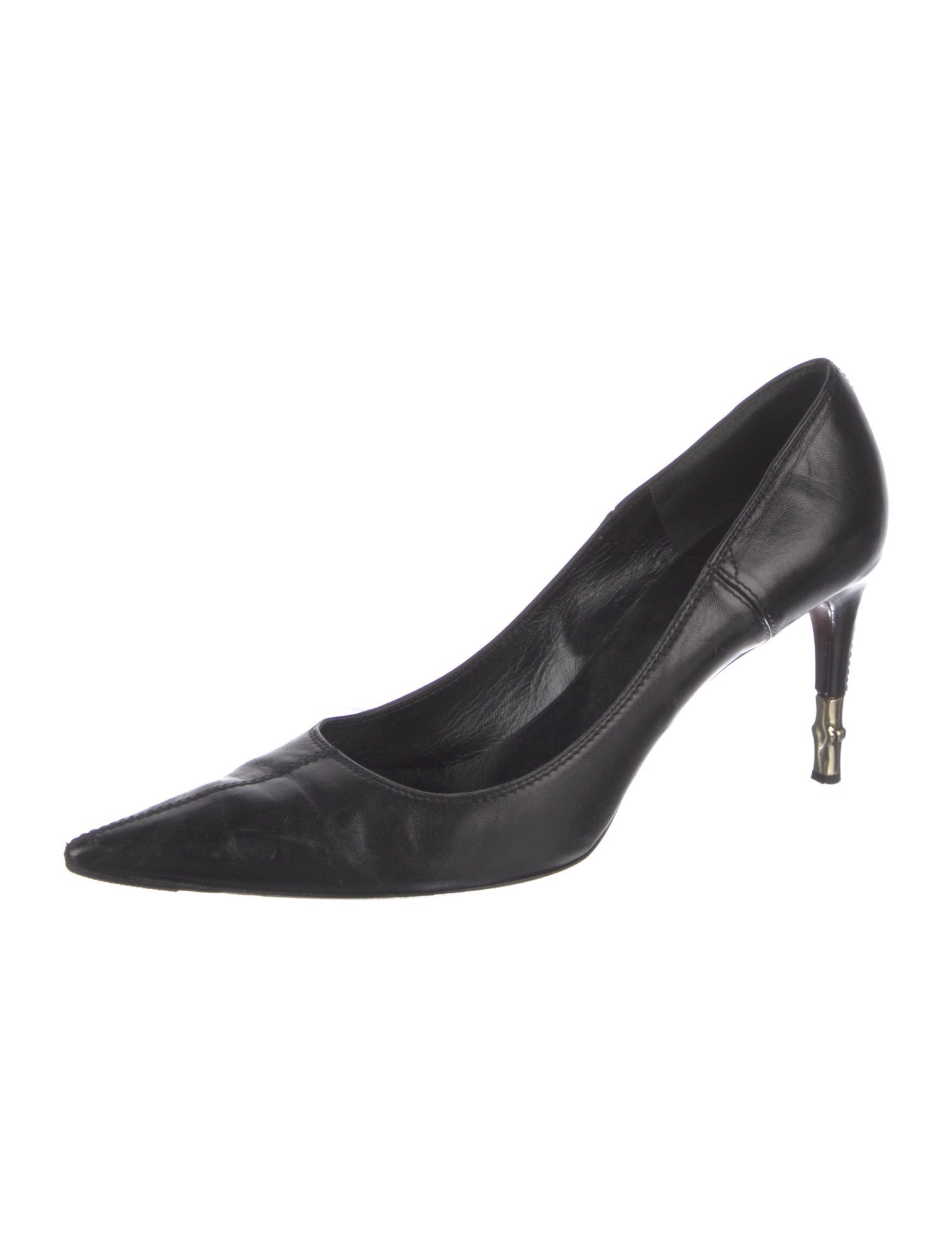 Gucci Bamboo Accent Leather Pumps