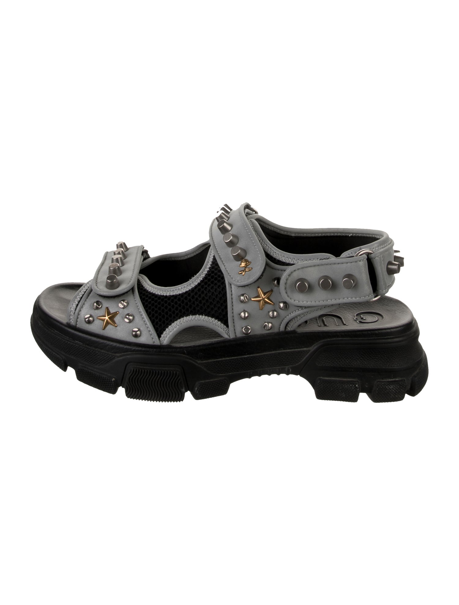 Gucci Leather Mesh Accents Sandals