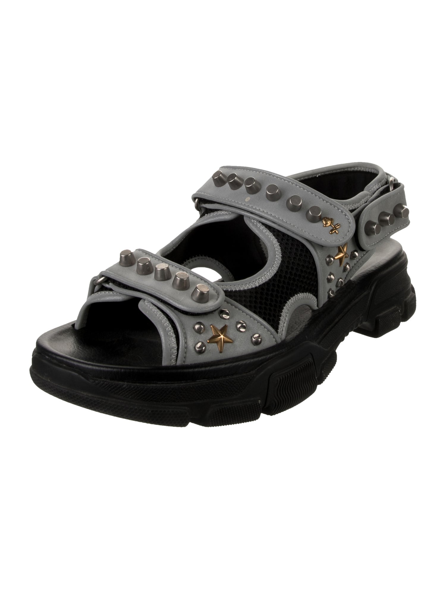 Gucci Leather Mesh Accents Sandals