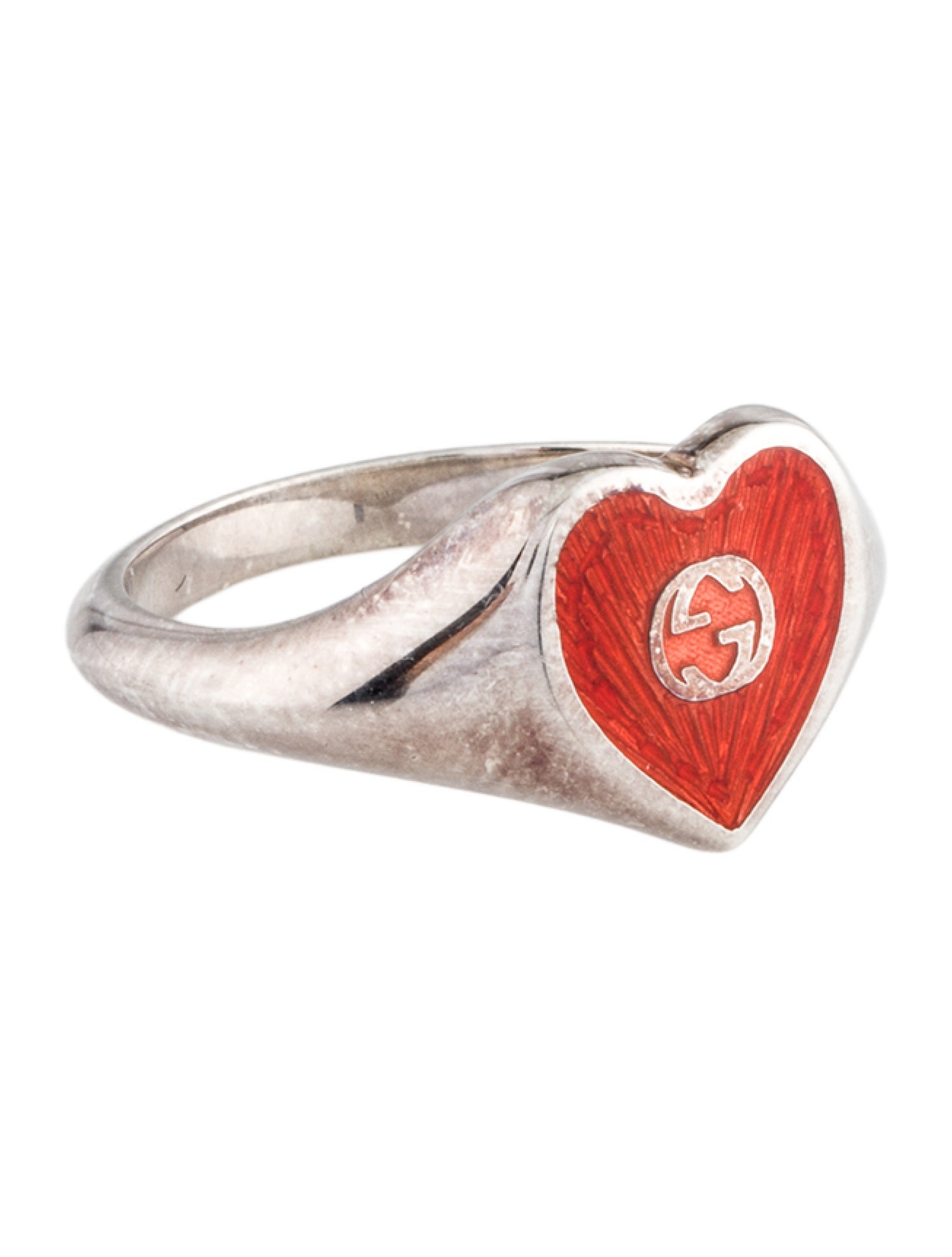 Gucci Enamel Interlocking G Heart Ring