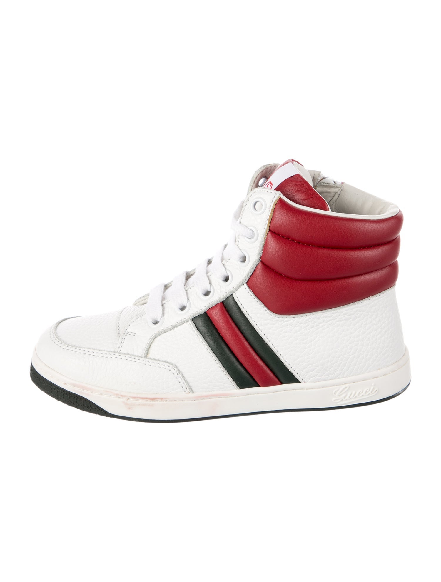Gucci Boys Web Accented Leather Sneakers