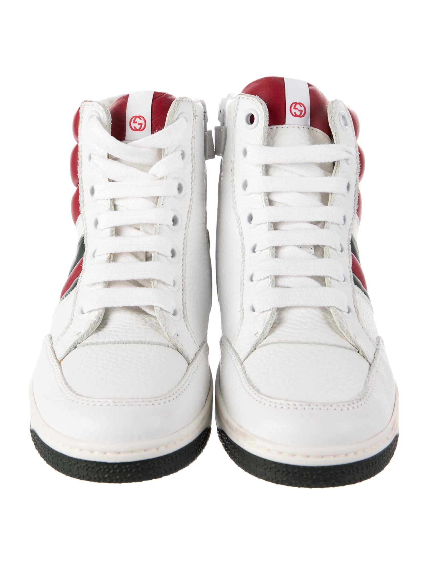 Gucci Boys Web Accented Leather Sneakers