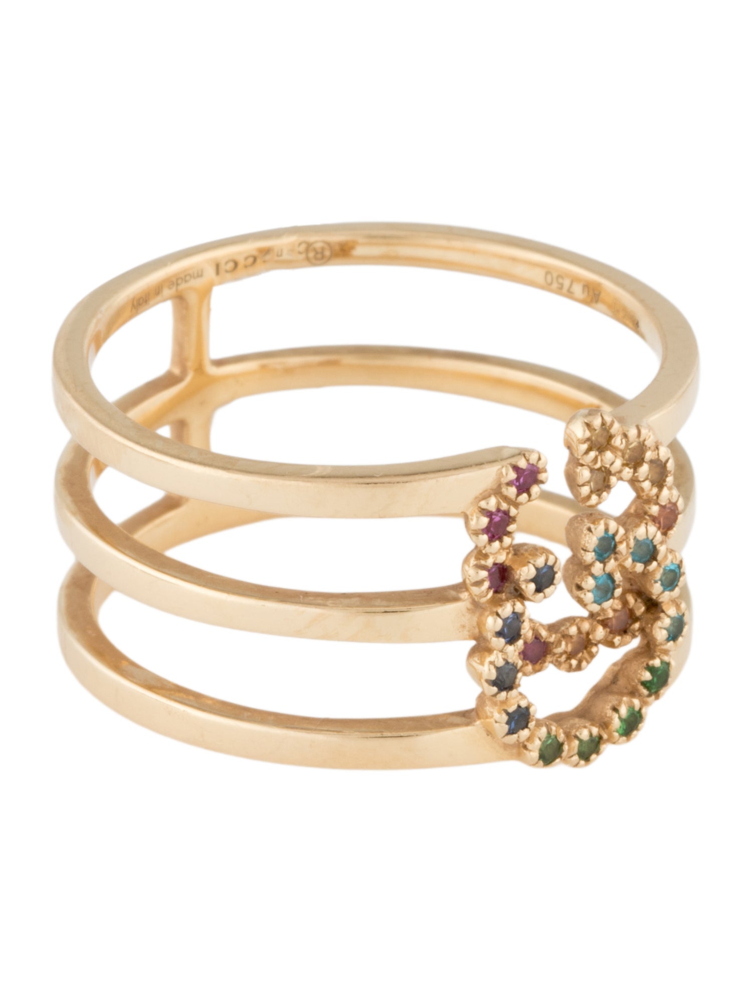 Gucci 18K Sapphire, Tsavorite Garnet & Coated Topaz Running Ring
