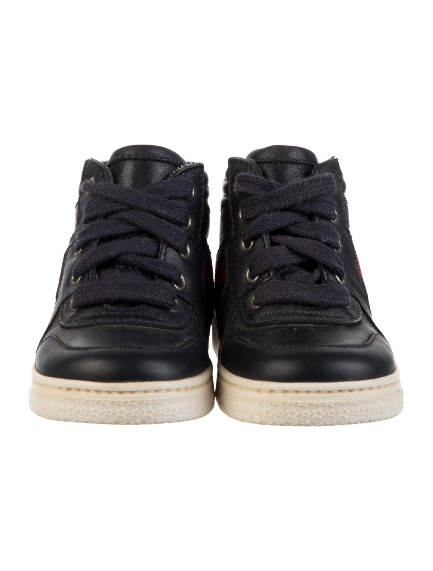 Gucci Toddler Ace High Top Sneakers in Navy Blue Leather