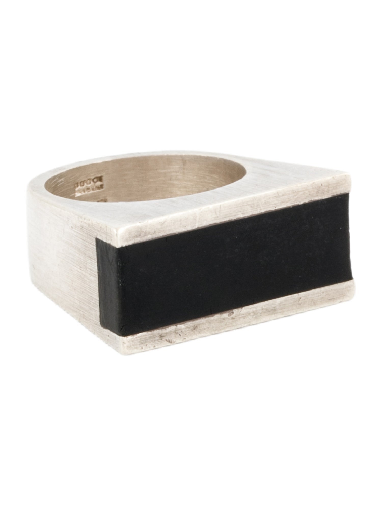 Gucci Vintage Rubber Inlay Signet Ring