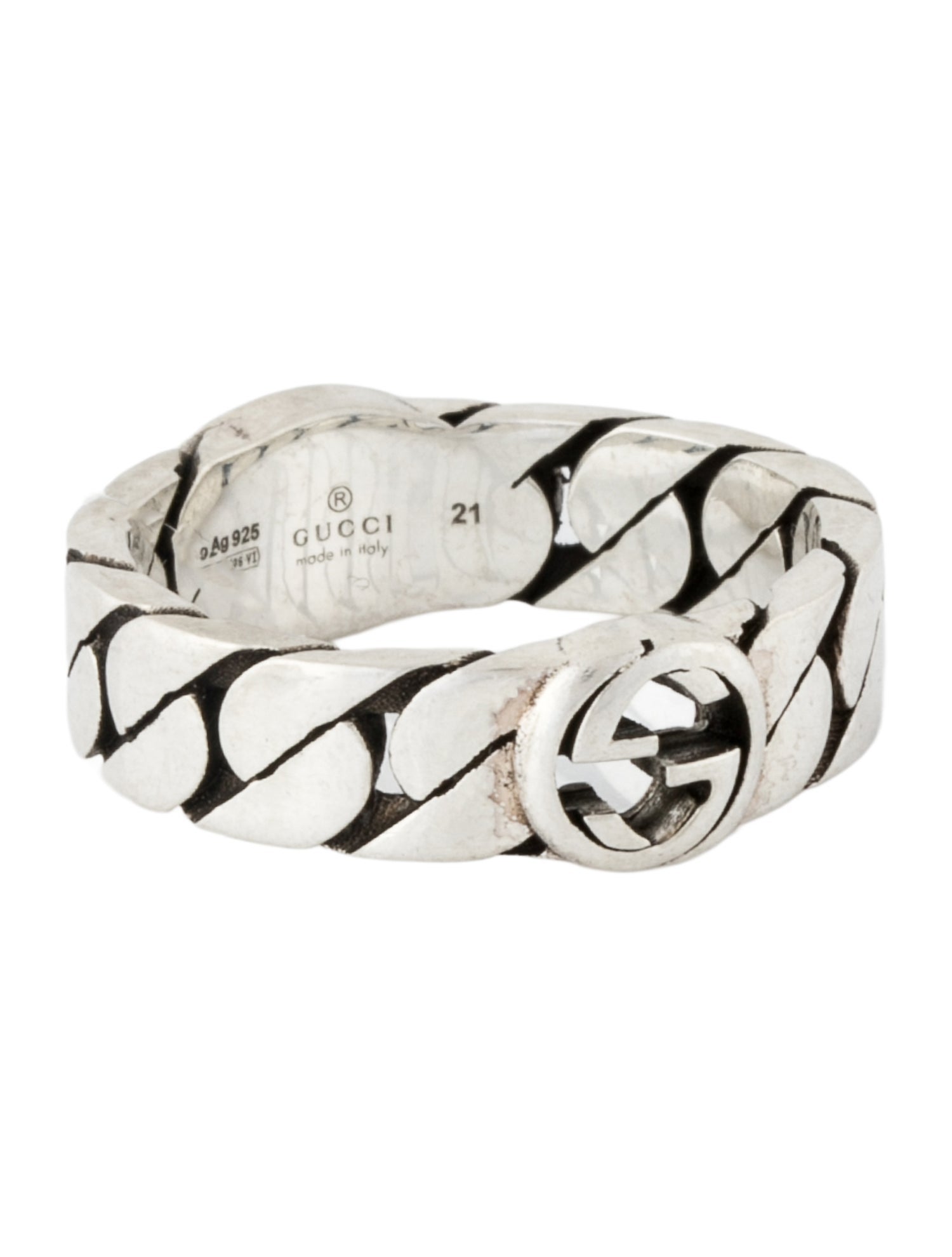 Gucci Enamel Interlocking G Chain Link Ring
