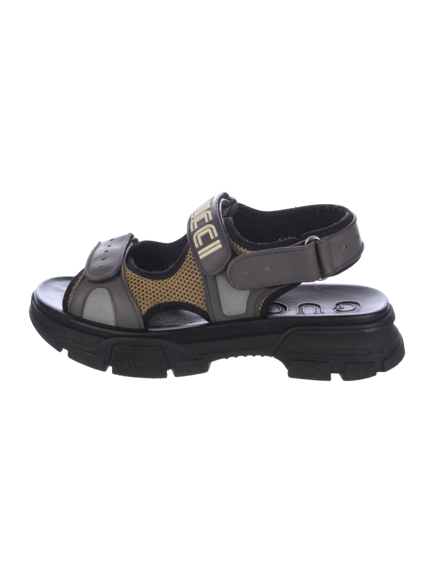Gucci Leather Mesh Accents Sandals