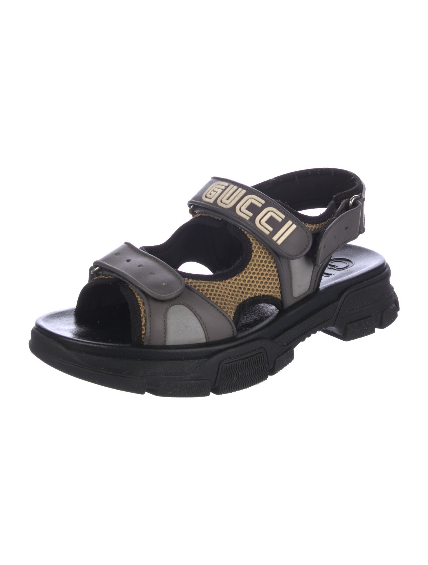 Gucci Leather Mesh Accents Sandals