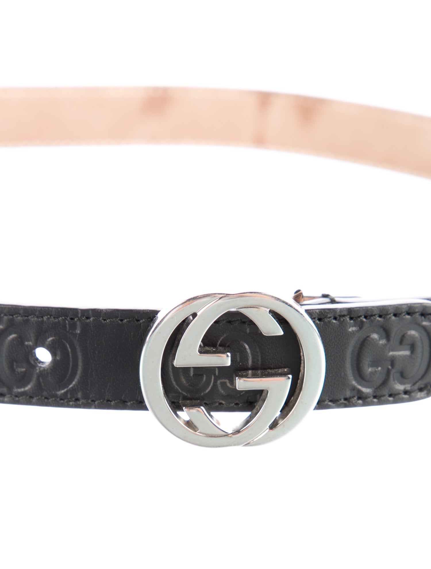 Gucci Toddler Boys Embossed Pattern Silver Tone Hardware Belt