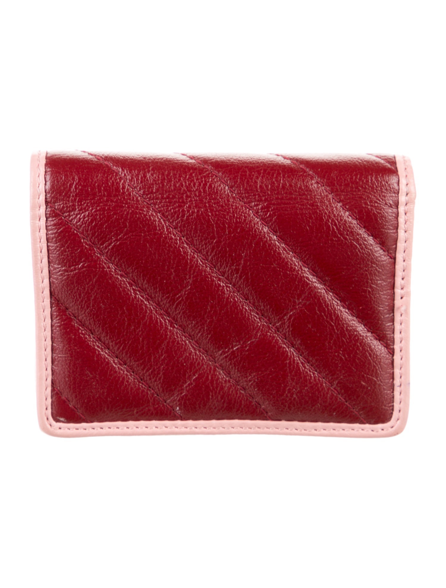 Gucci Enamel Matelassé Diagonal Torchon GG Marmont Card Leather Coin Pouch