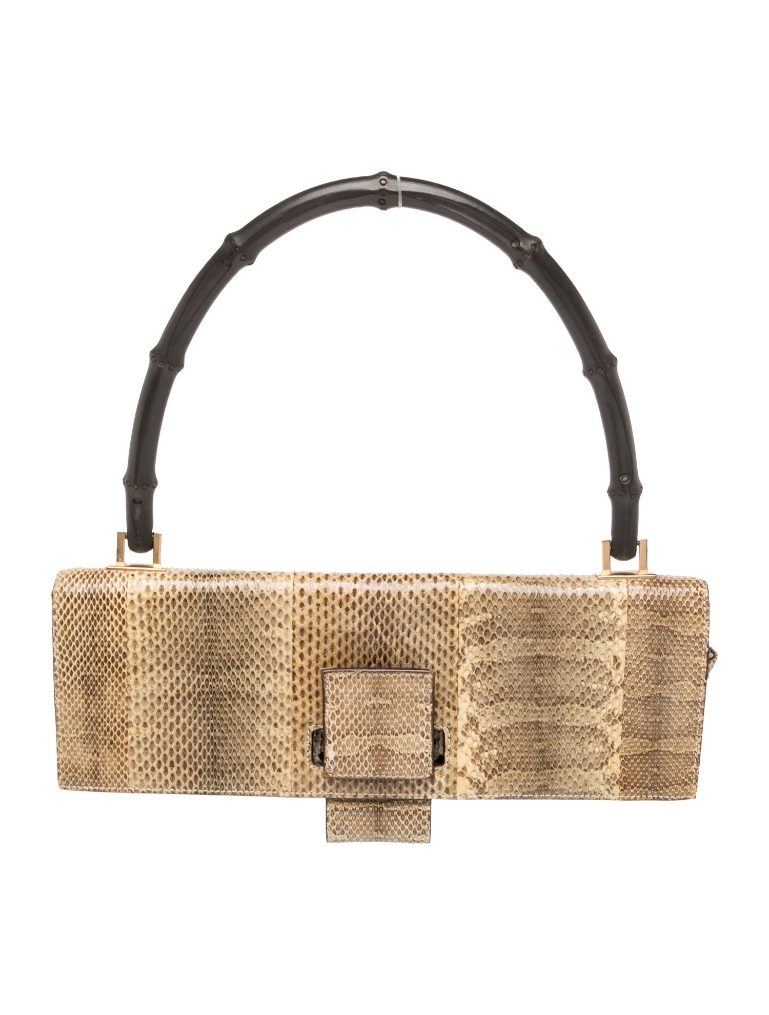 Gucci Bamboo Bamboo Snakeskin Handle Bag Small
