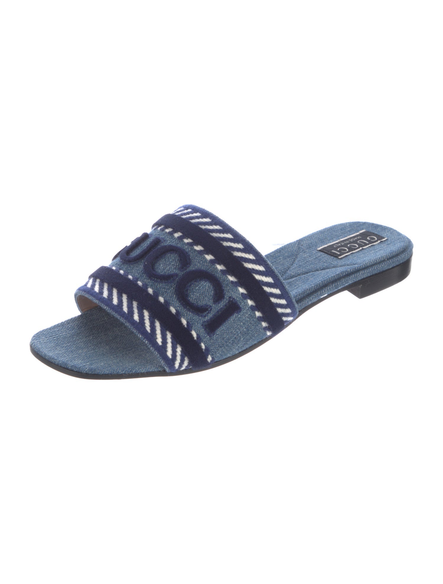 Gucci Denim Animal Print Slides