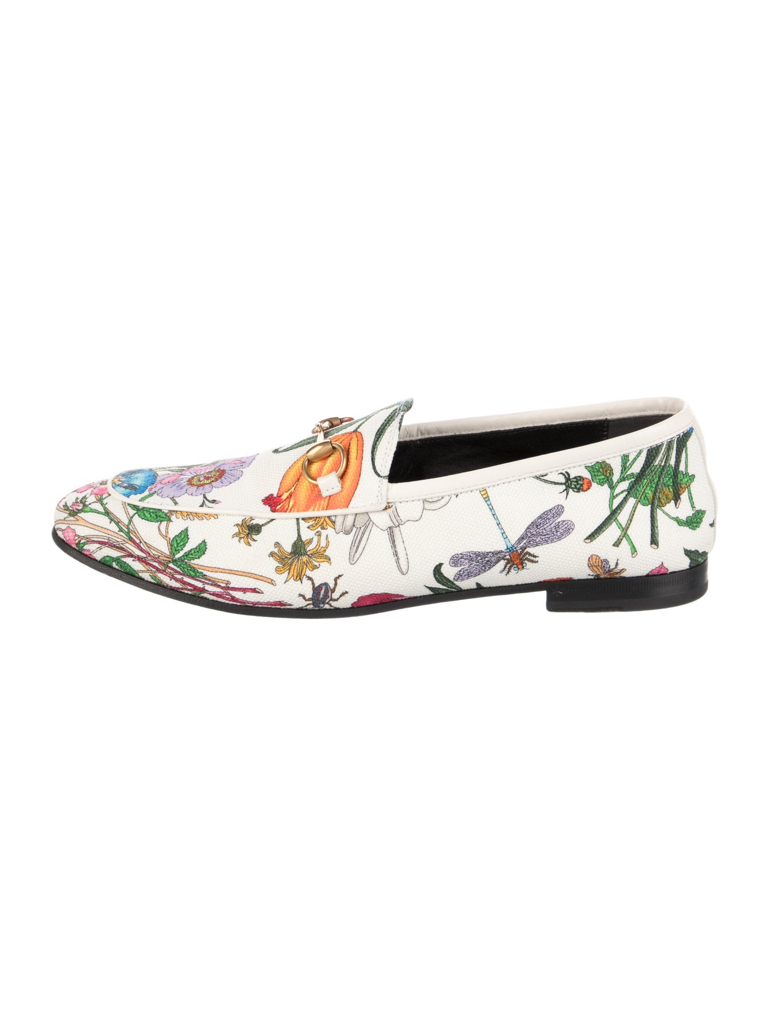 Gucci Flora Print Canvas Loafers