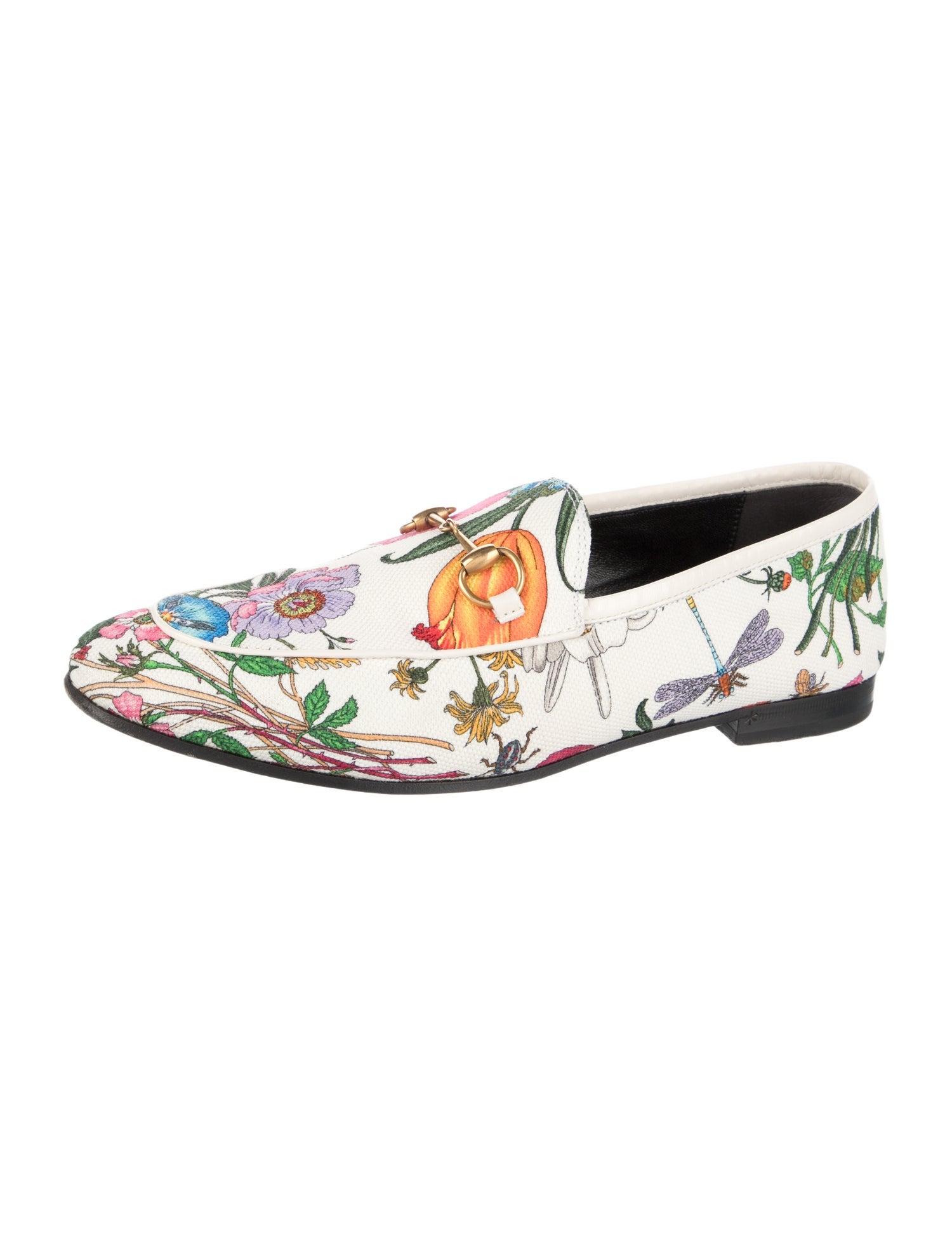 Gucci Flora Print Canvas Loafers