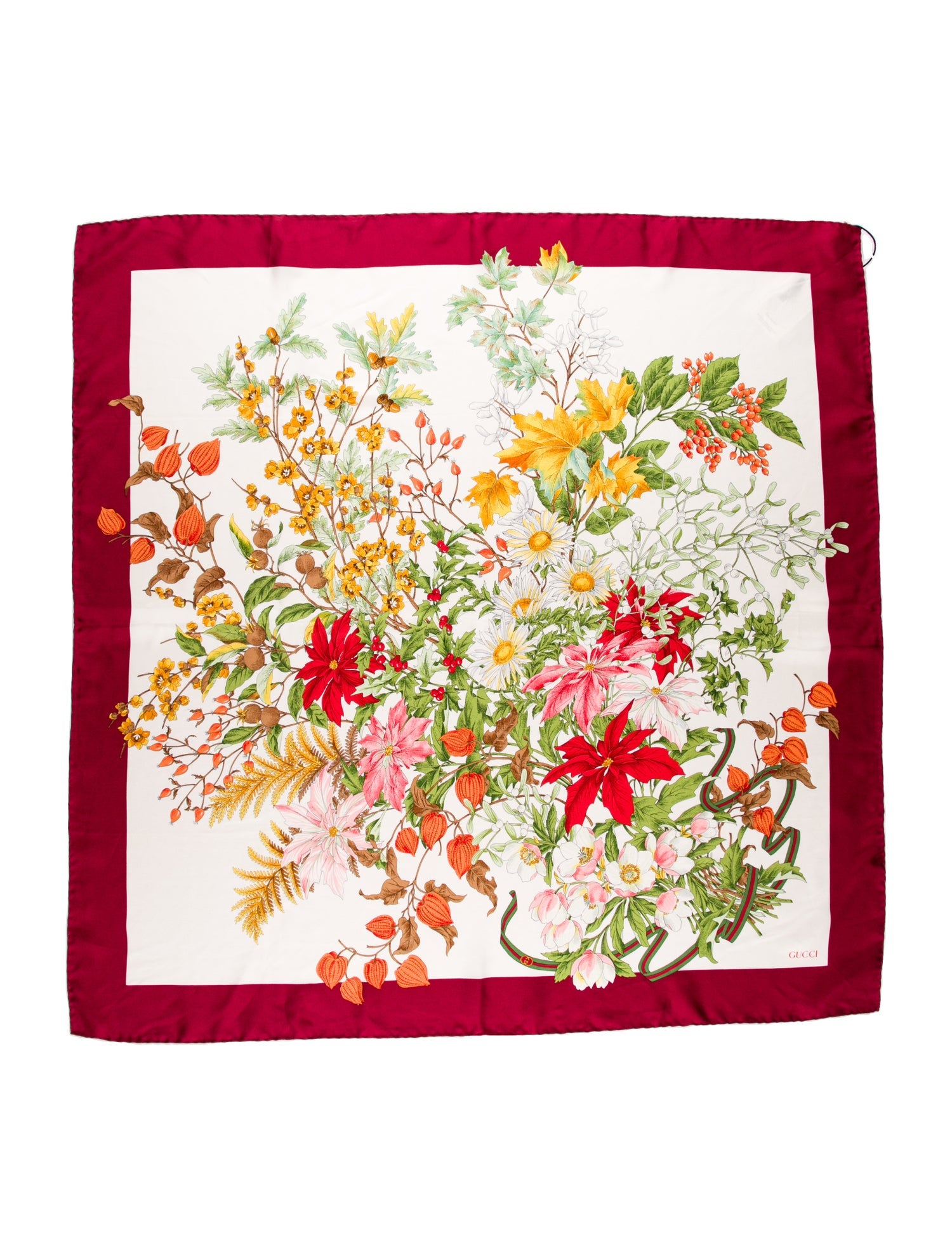 Gucci Silk Floral Print Scarf