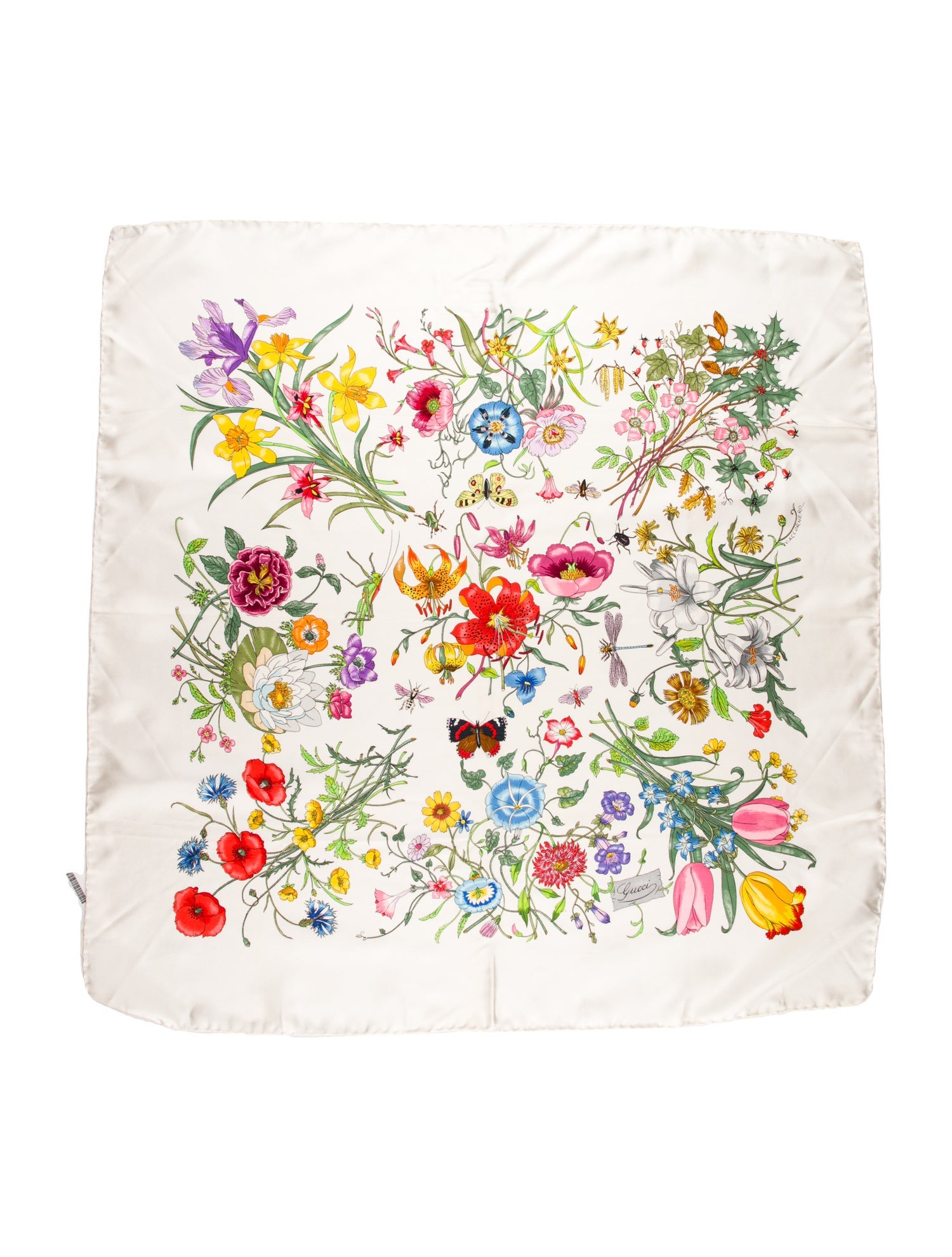 Gucci Silk Floral Print Scarf