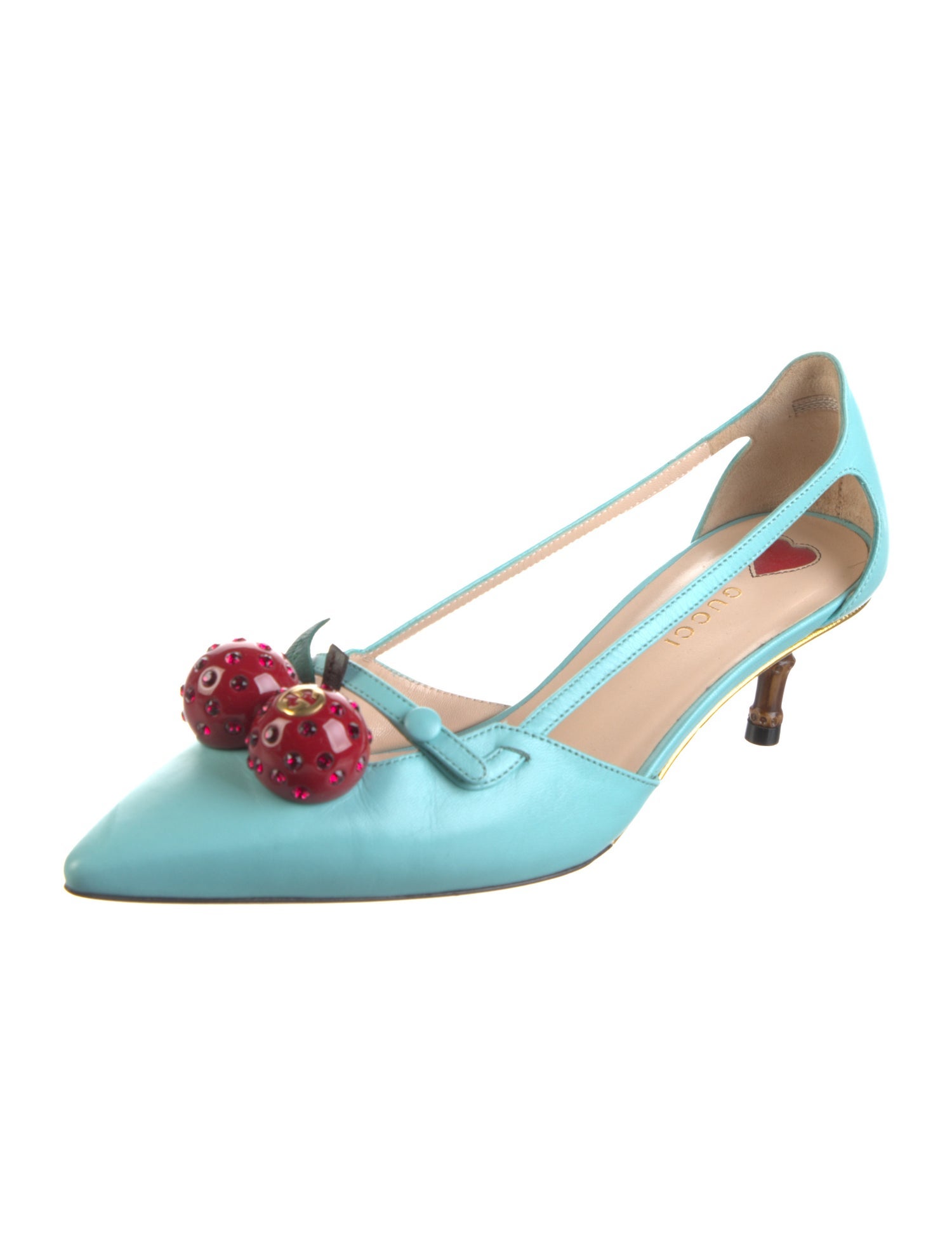 Gucci Interlocking G Logo Leather Slingback Pumps