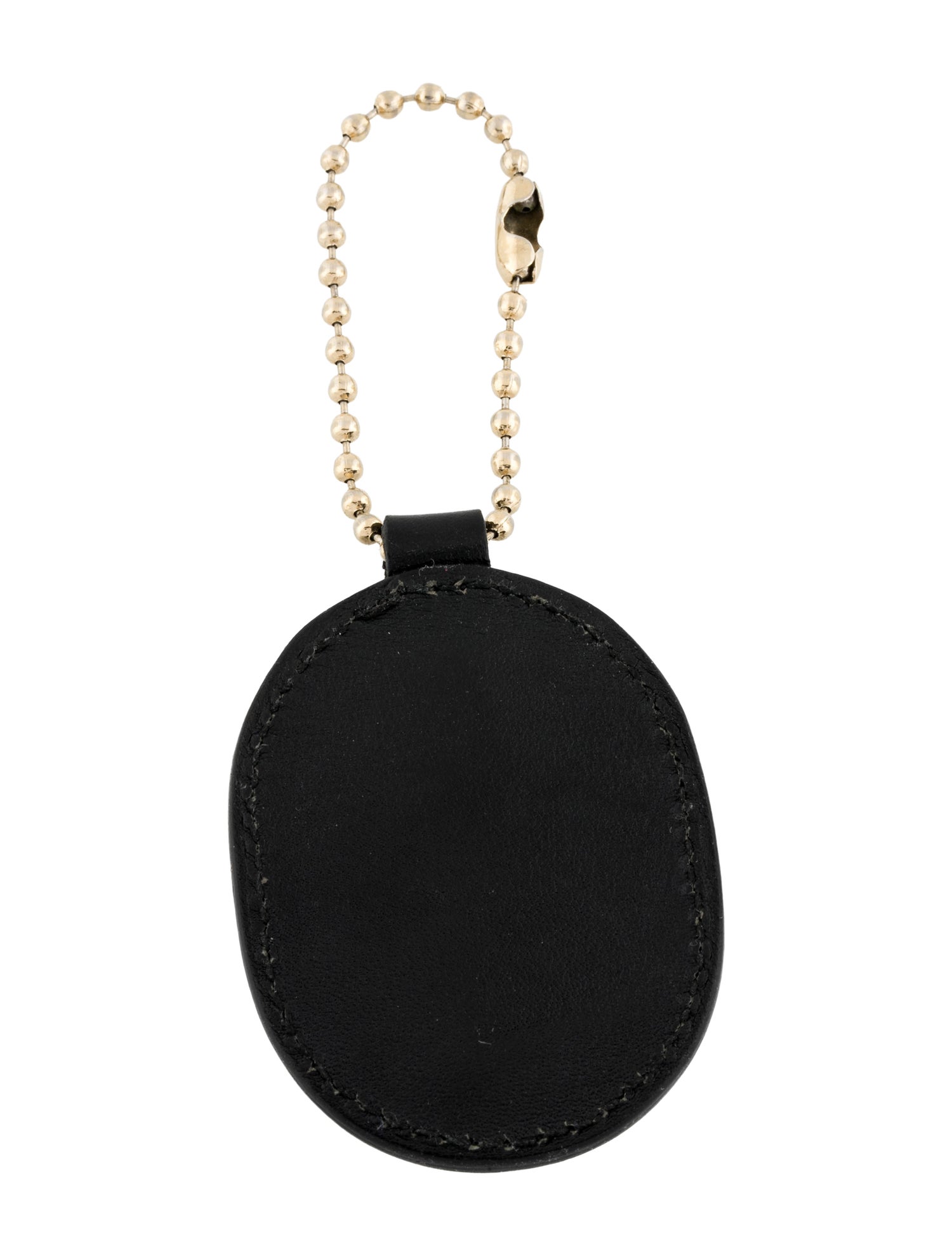 Gucci Black leather and gold keychain with branding logo