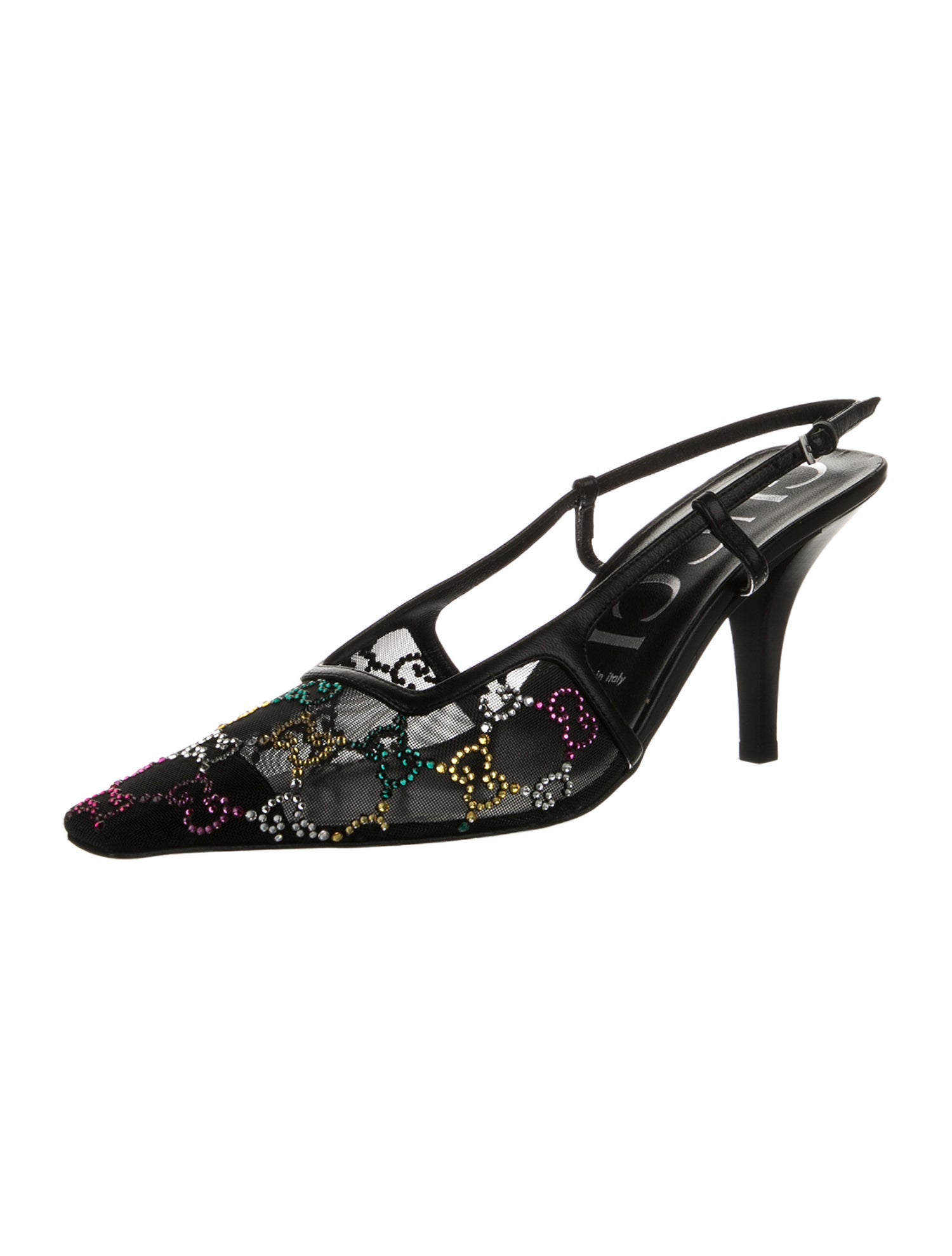 Gucci GG Crystal Mesh Slingback Pumps