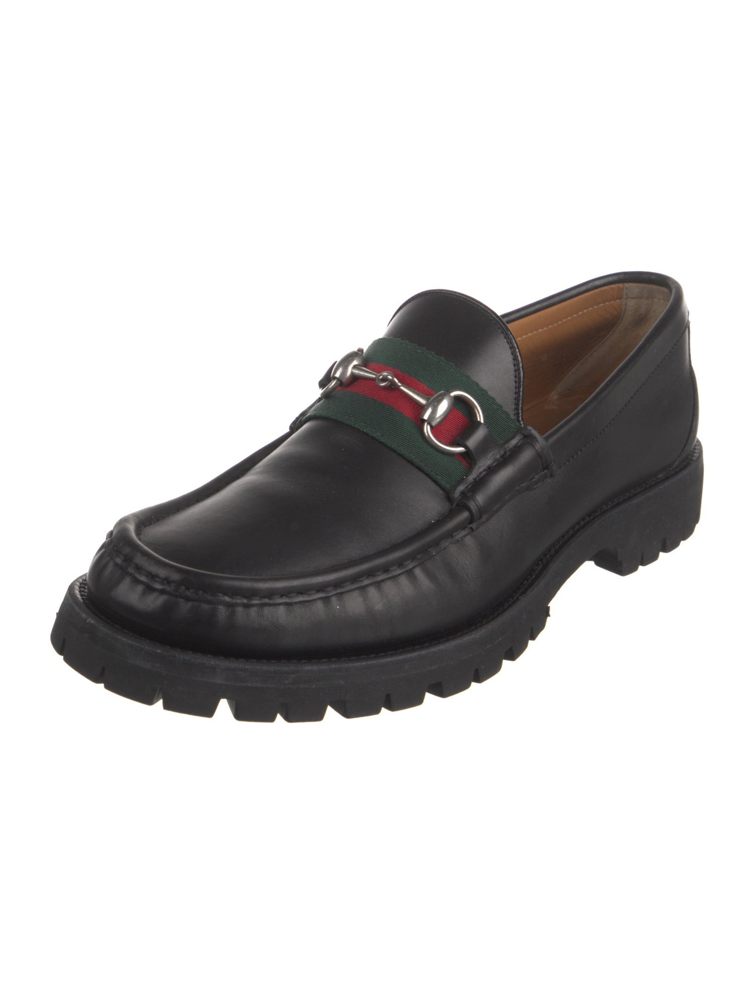 Gucci Web Accent Leather Dress Loafers