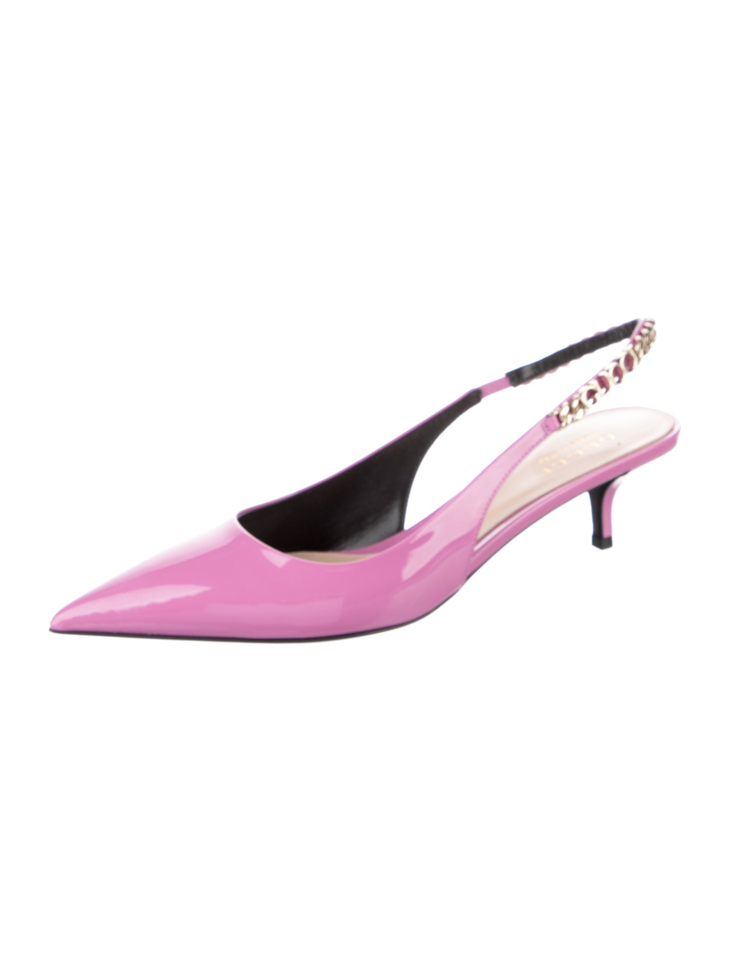 Gucci Horsebit Accent Patent Leather Slingback Pumps