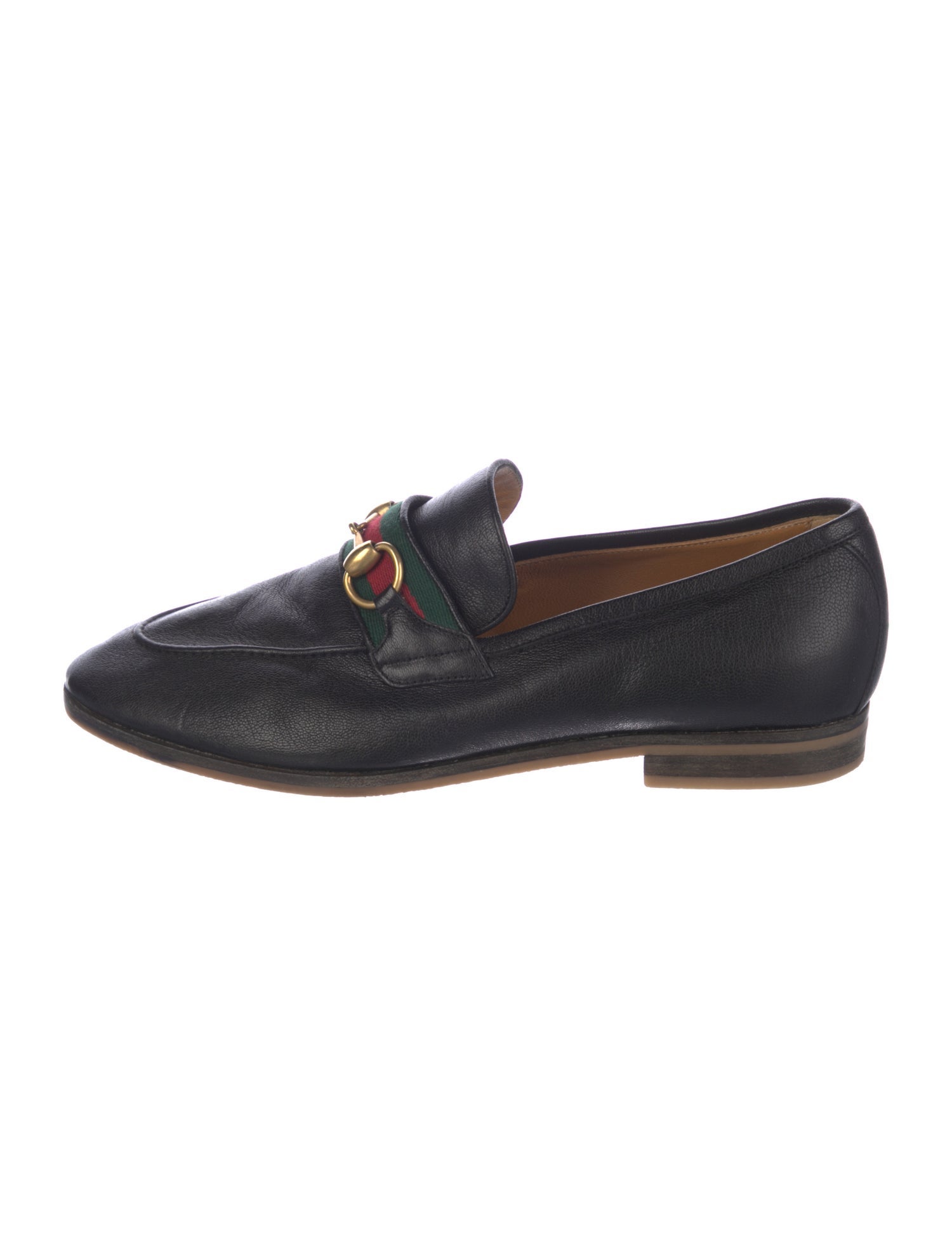 Gucci Web Accent Leather Dress Loafers