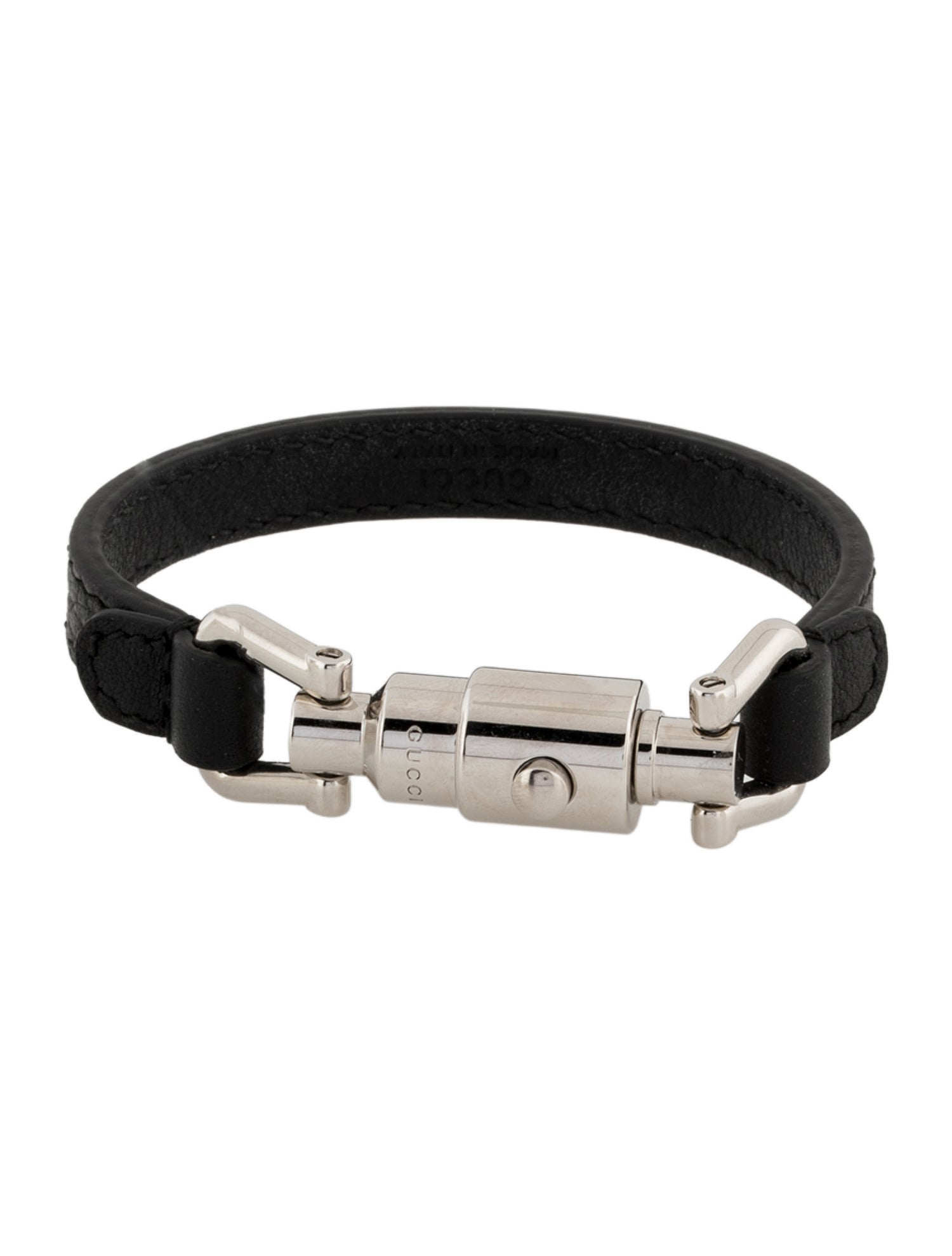 Gucci Leather Piston Closure Bracelet