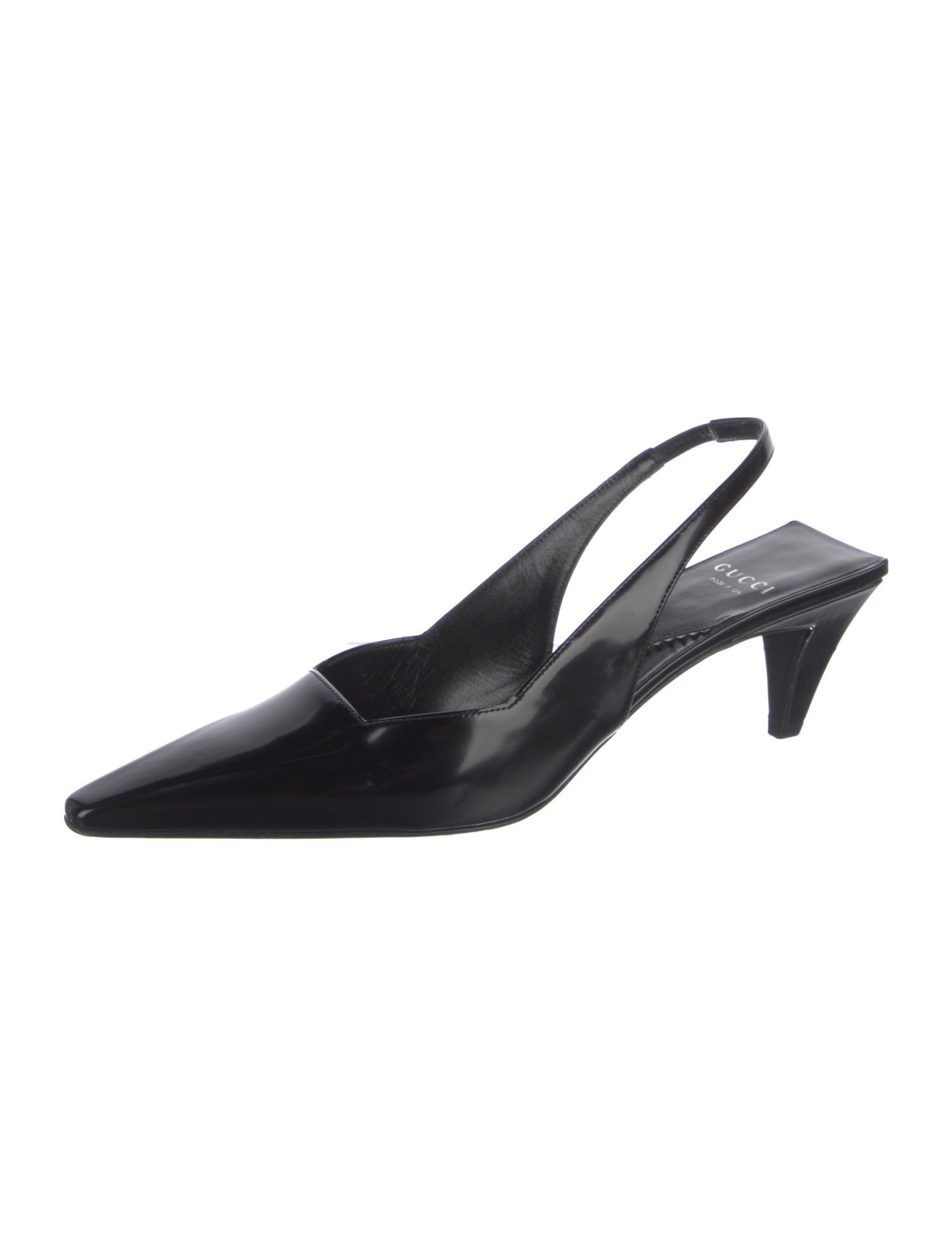 Gucci Interlocking G Logo Patent Leather Slingback Pumps