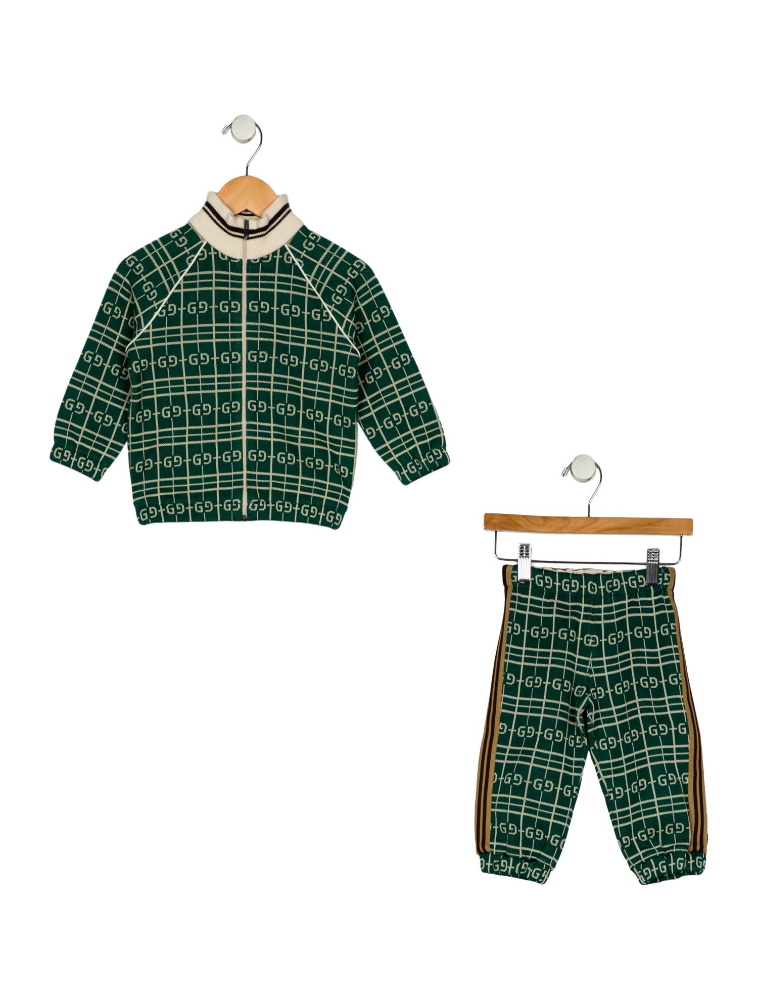 Gucci Cotton green and multicolor patterned two piece set with zip closure
