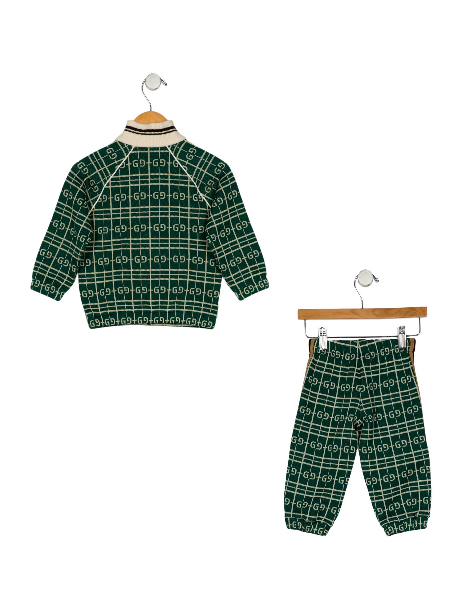 Gucci Cotton green and multicolor patterned two piece set with zip closure