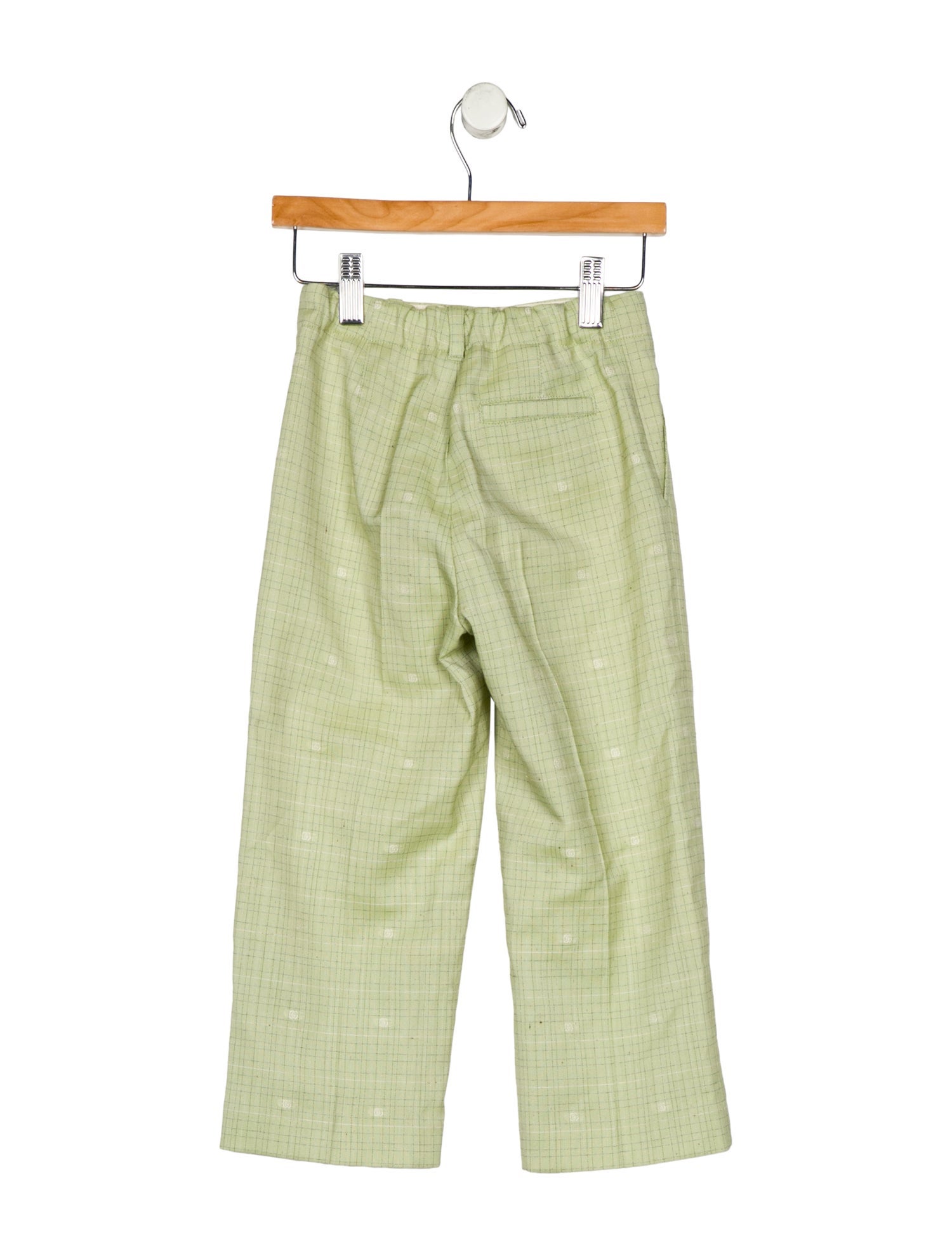 Gucci Wool green patterned pants with zip and button closure