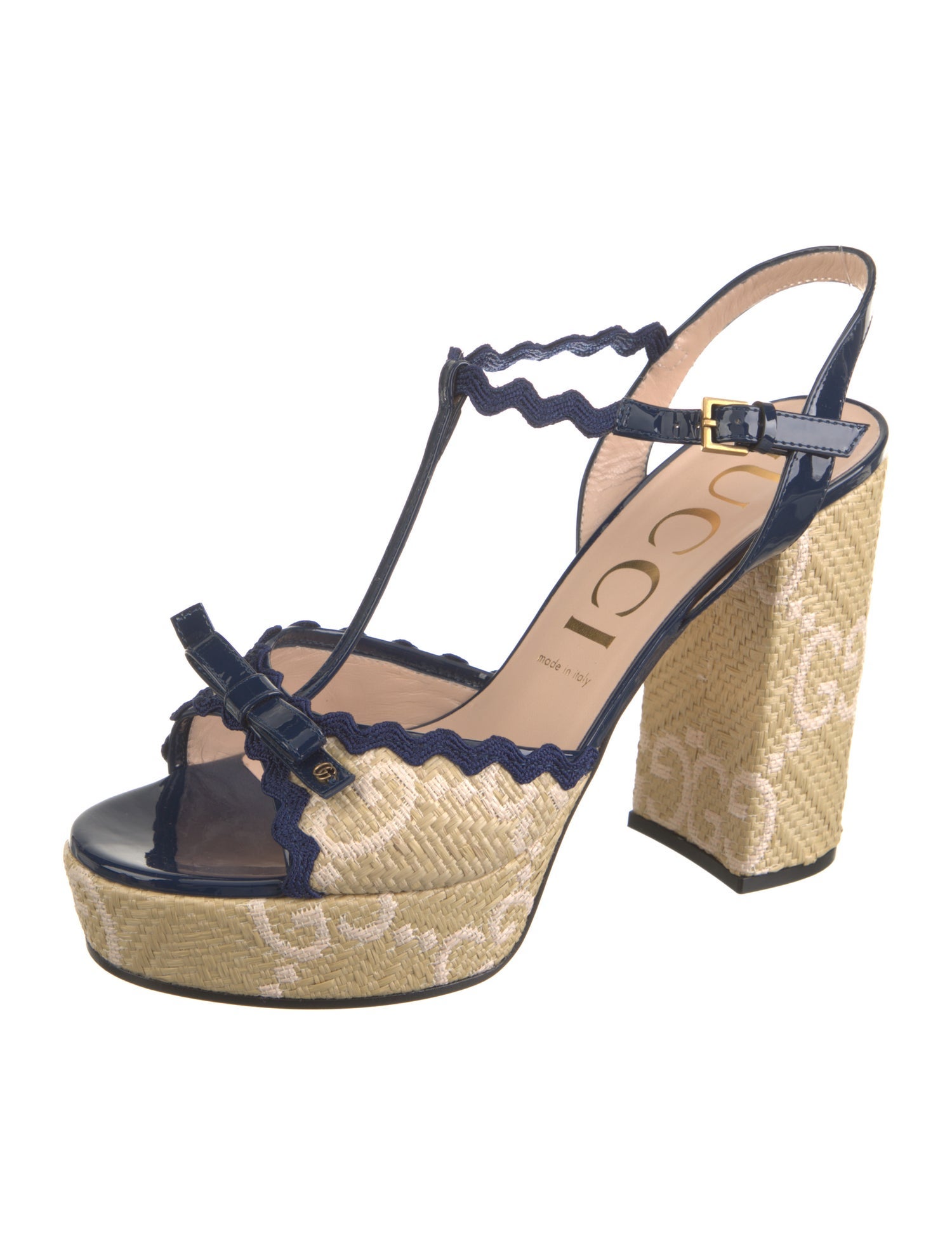 Gucci Kertu GG Logo T-Strap Sandals w/ Tags