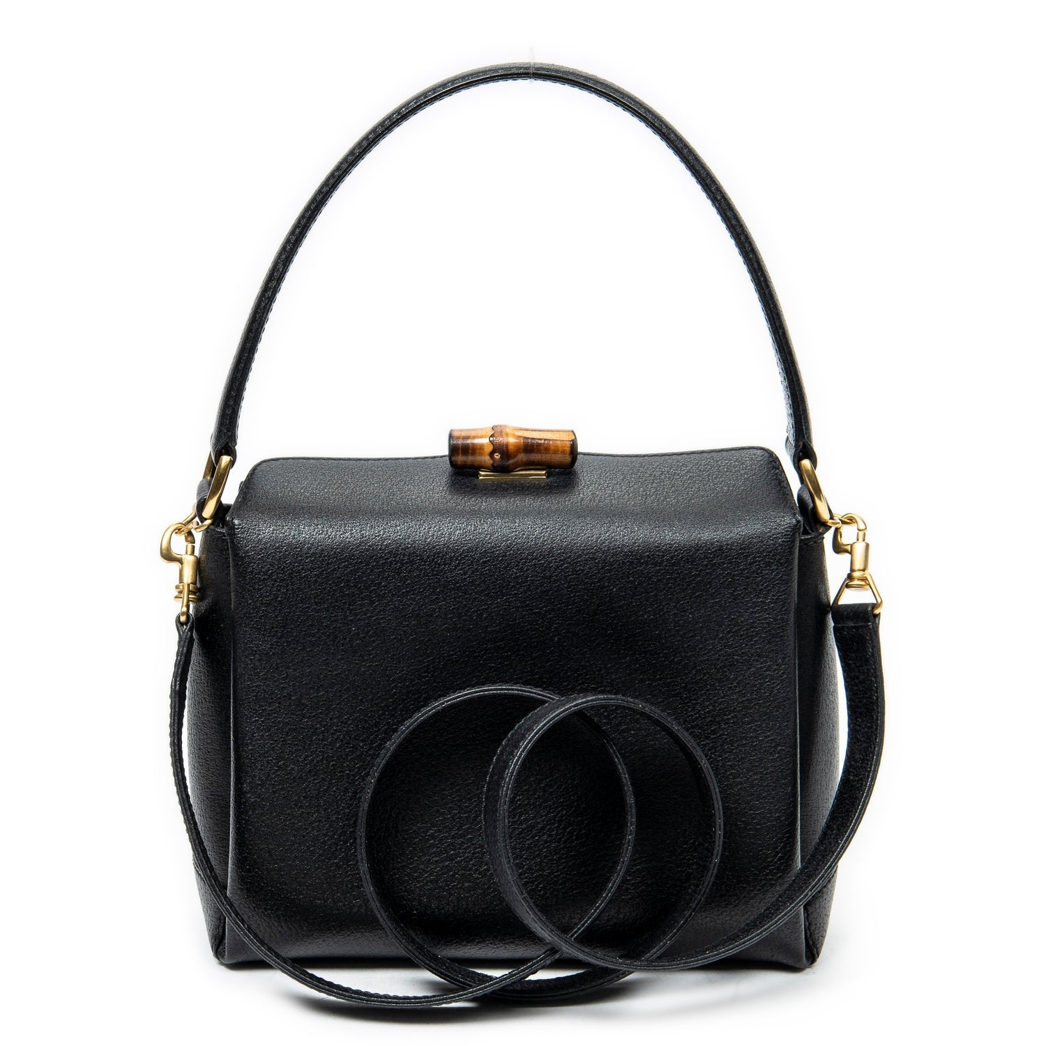 Gucci Leather Bamboo Turnlock Top Handle