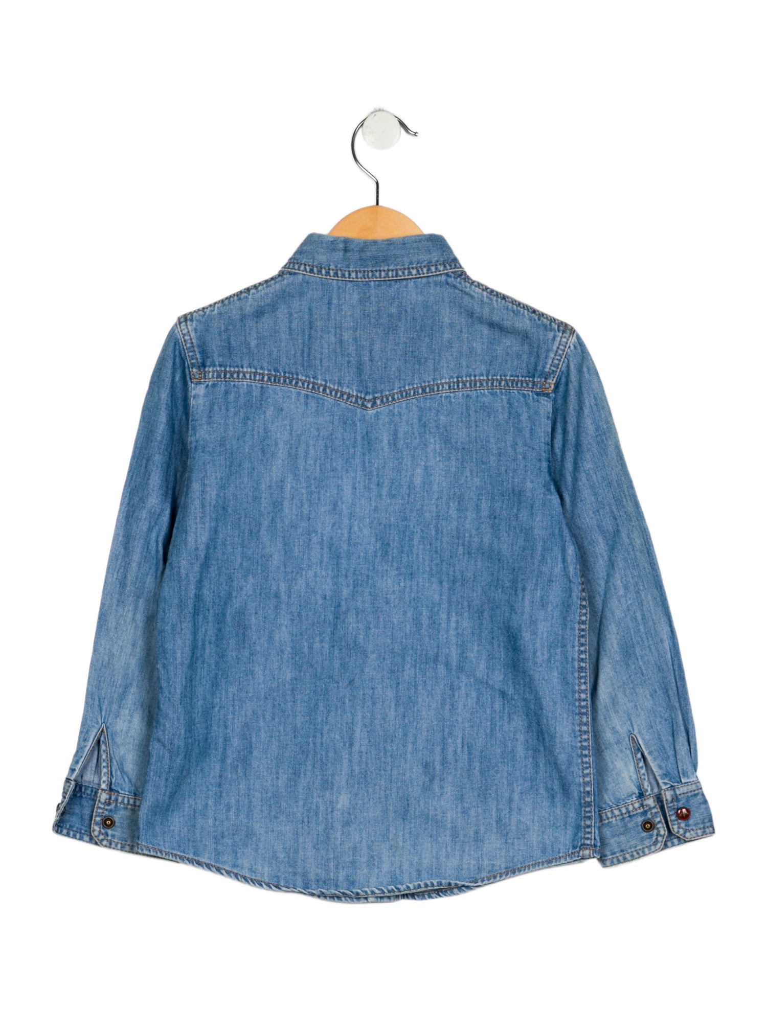 Gucci Cotto blue denim long sleeve shirt with snap closure