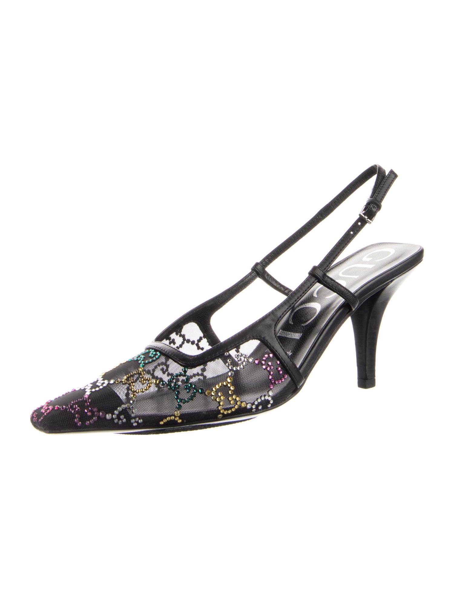 Gucci GG Signature Leather Slingback Pumps