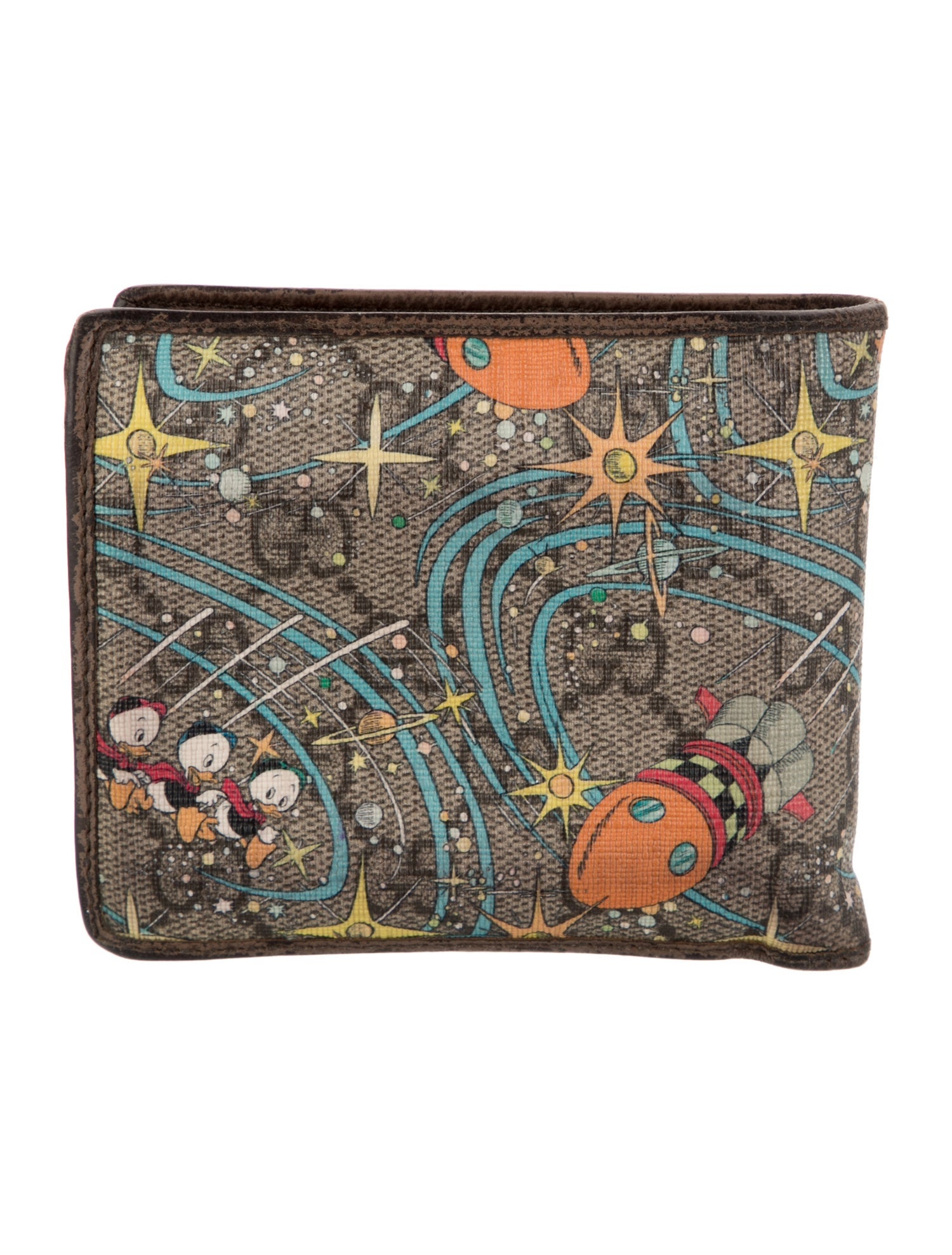 Gucci x Disney GG Supreme Monogram Donald Duck Interlocking G Printed Compact Wallet