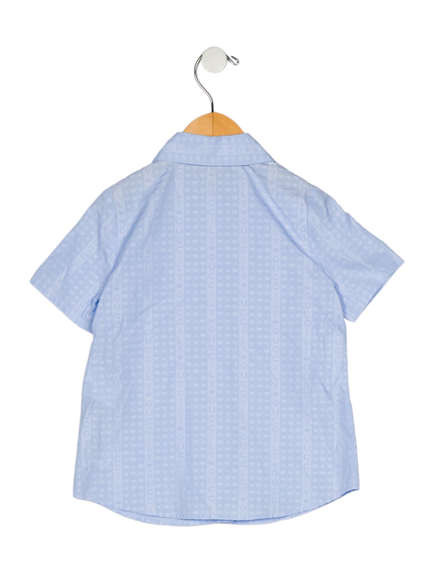 Gucci Cotton blue and patterned short sleeve button up shirt