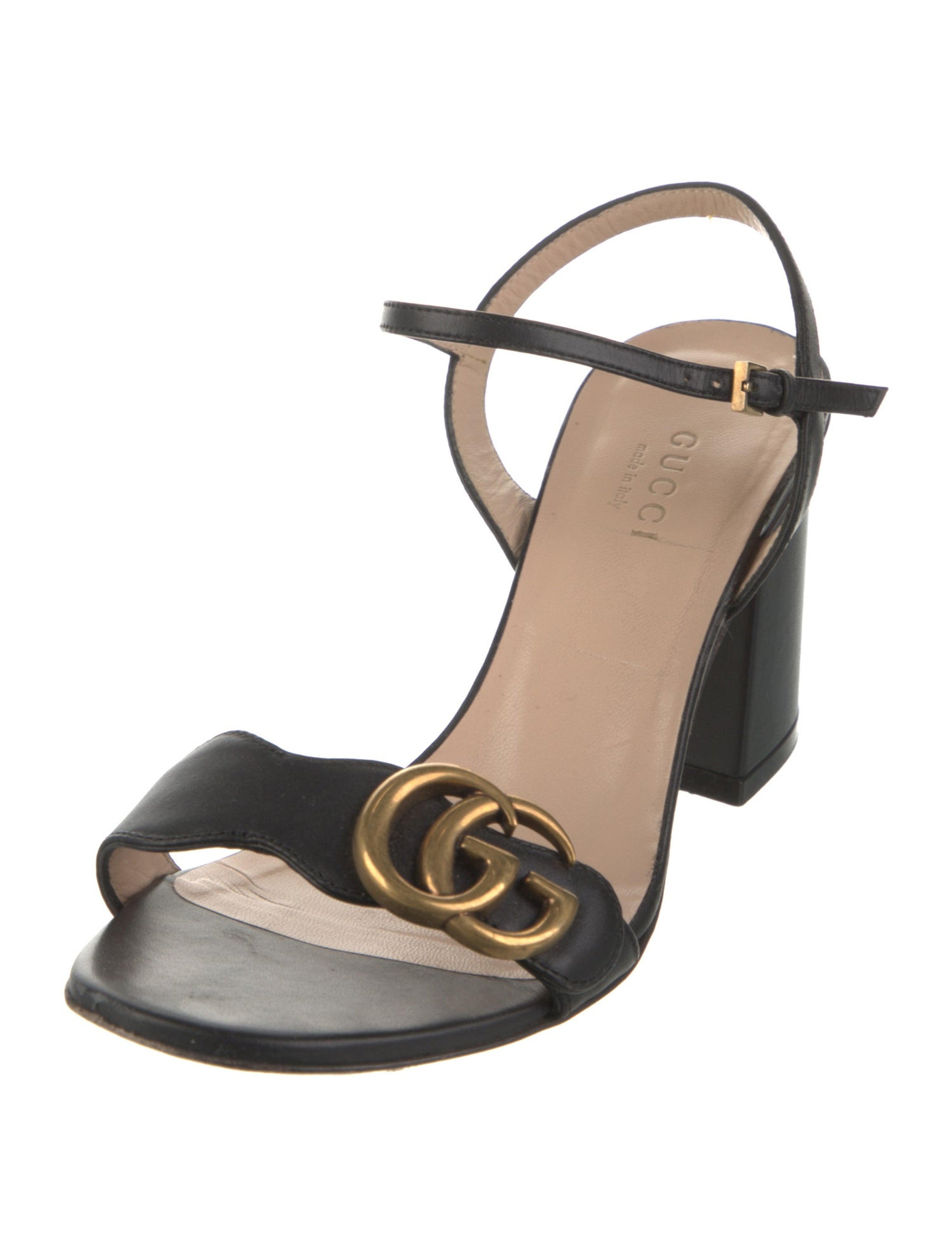 Double G Logo Leather Slingback Pumps