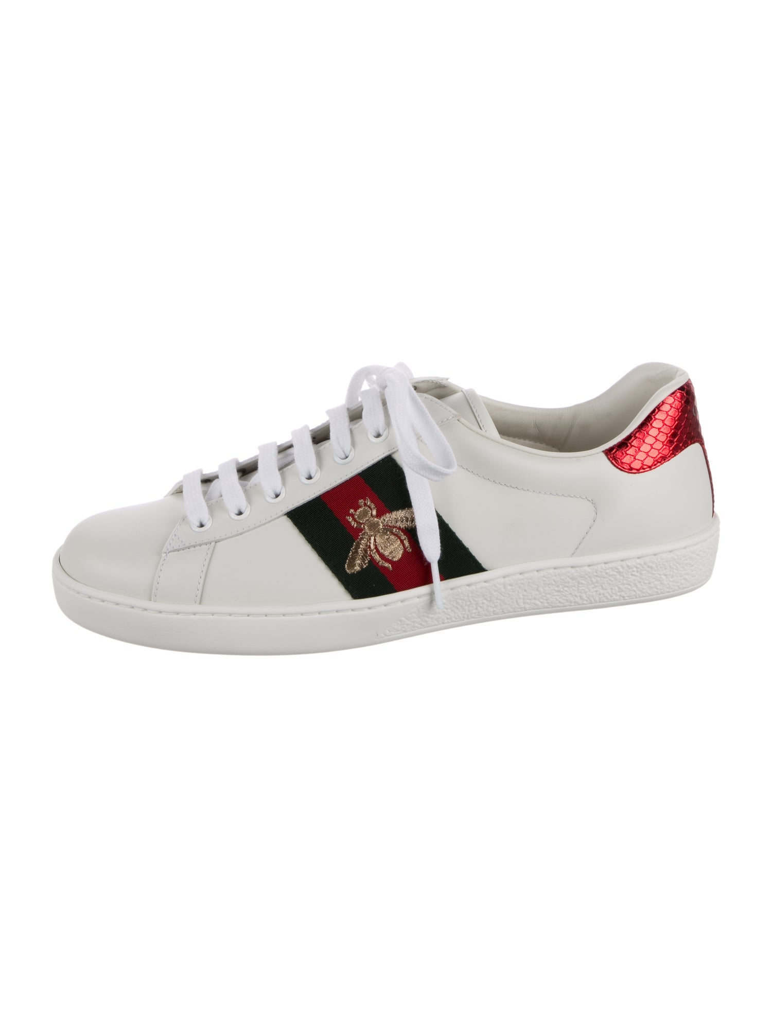 Gucci Web Accent Leather Sneakers