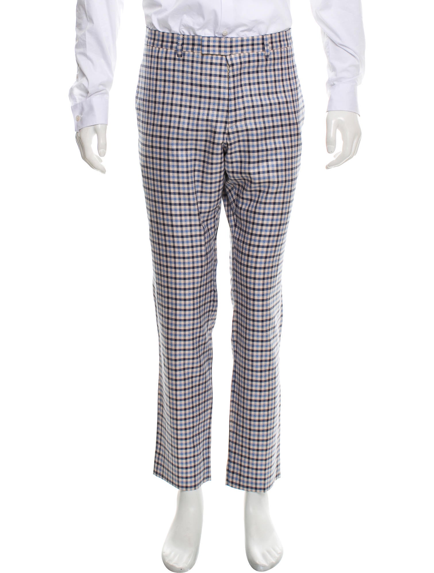 Gucci Flat Front Plaid Pants Clothing GUC210261 The RealReal