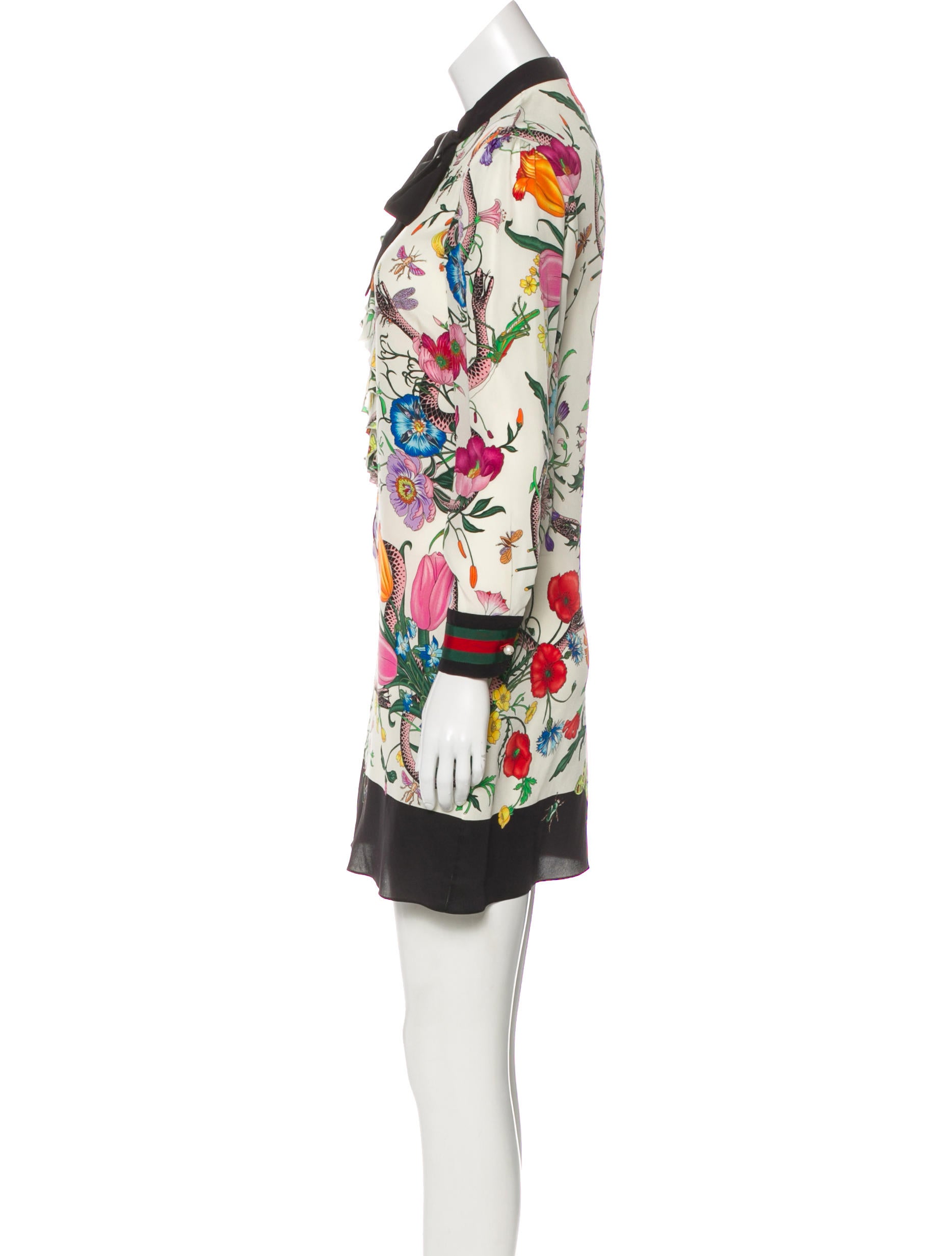 Gucci Flora Snake Silk Dress - Dresses, Clothing - GUC285657 | The