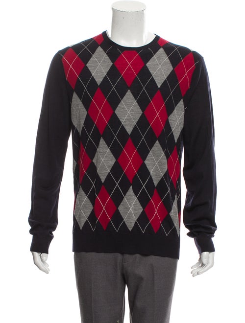 Gucci Wool Argyle Sweater navy