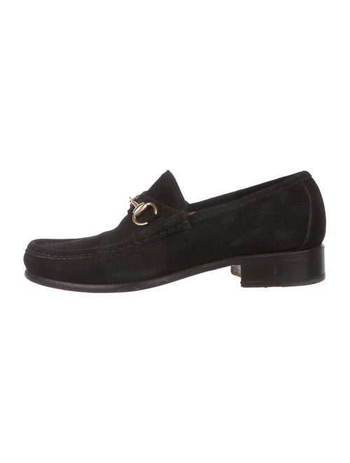Gucci Suede Round-Toe Loafers Black