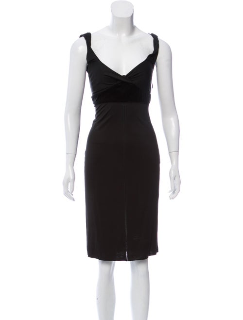 Gucci Sleeveless Velvet Trim Midi Dress Black