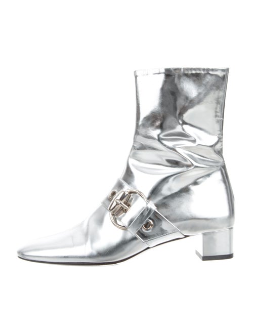 Gucci Metallic Square-Toe Boots Silver