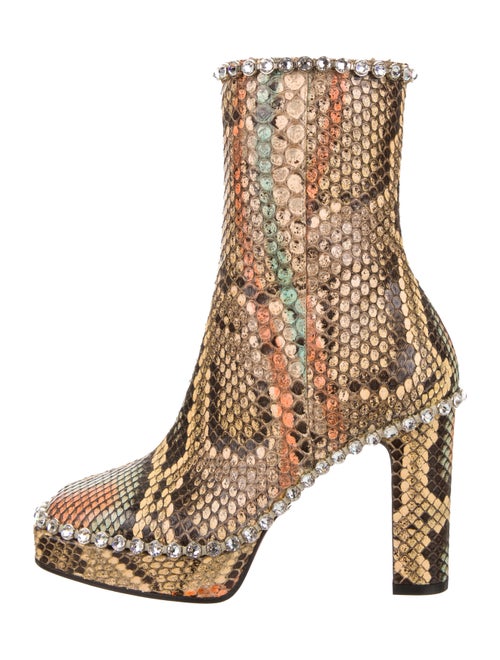 Gucci Embellished Snakeskin Platform Ankle Boots Y