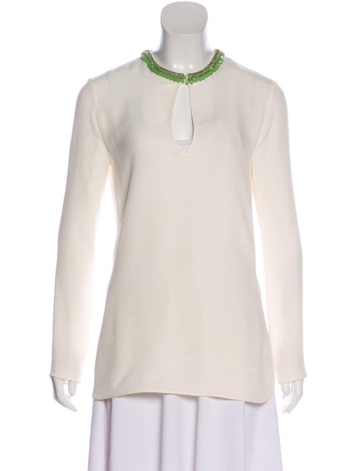 Gucci Silk Beaded Blouse green